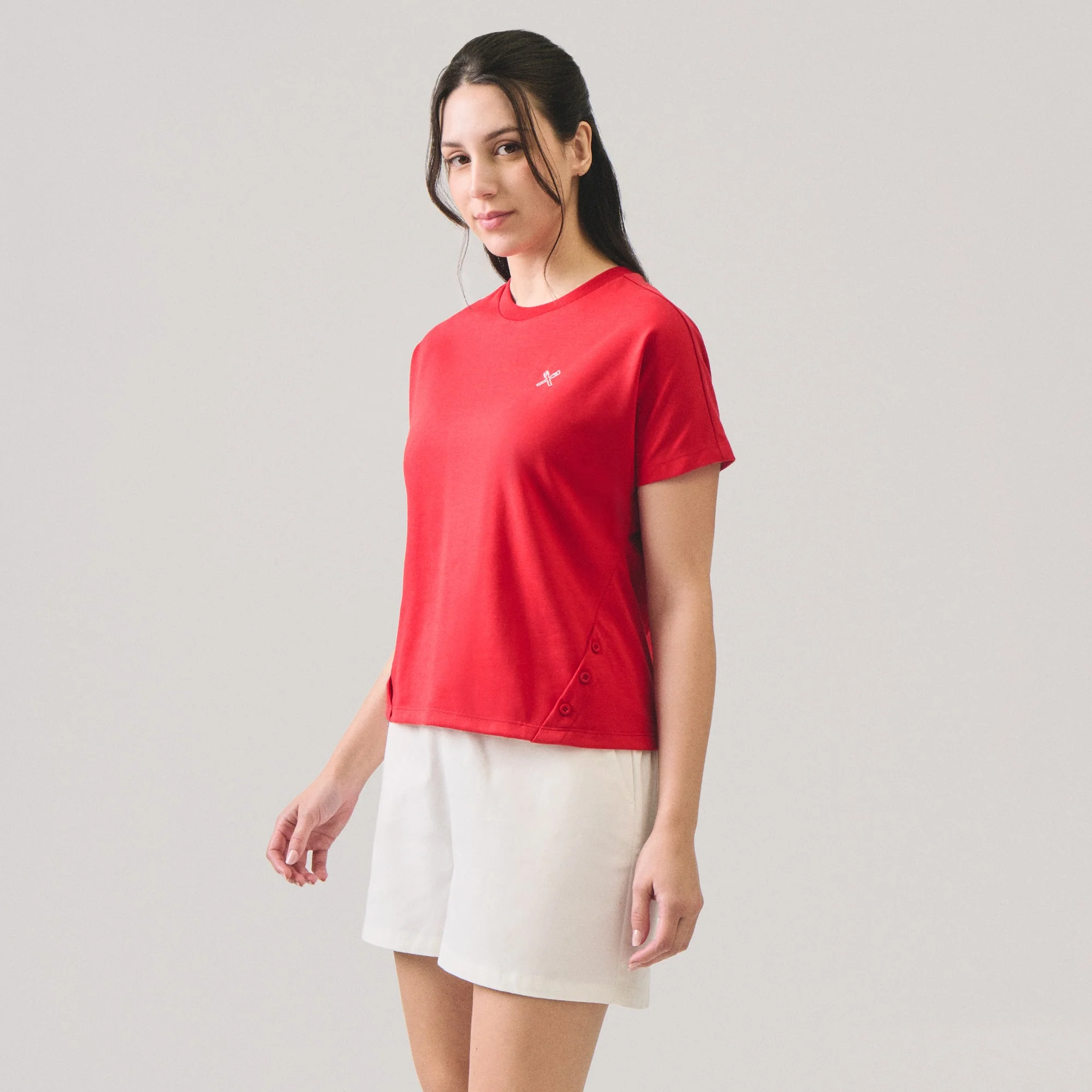 Basic T-Shirt With Button Detail - Image 3