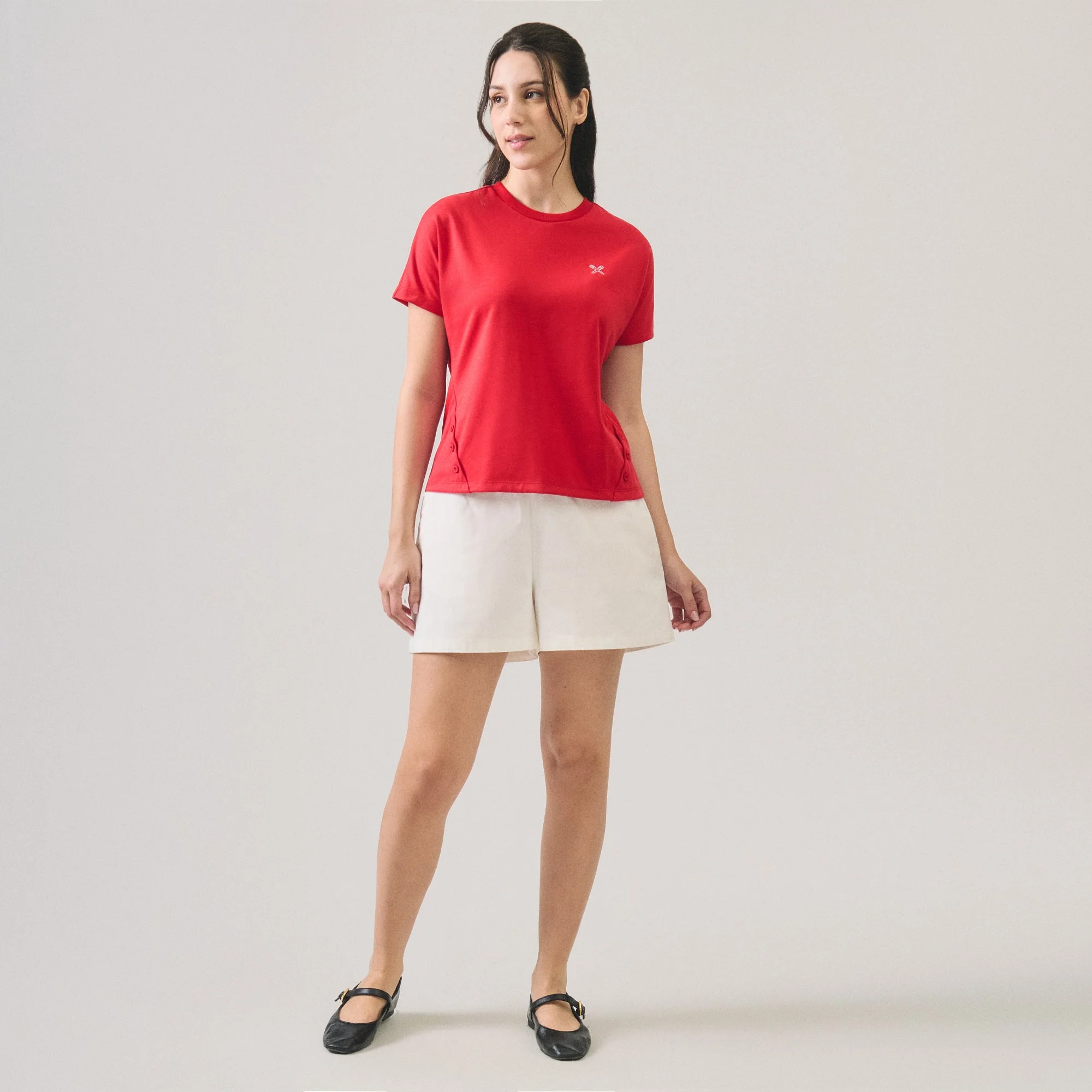 Basic T-Shirt With Button Detail - Image 5