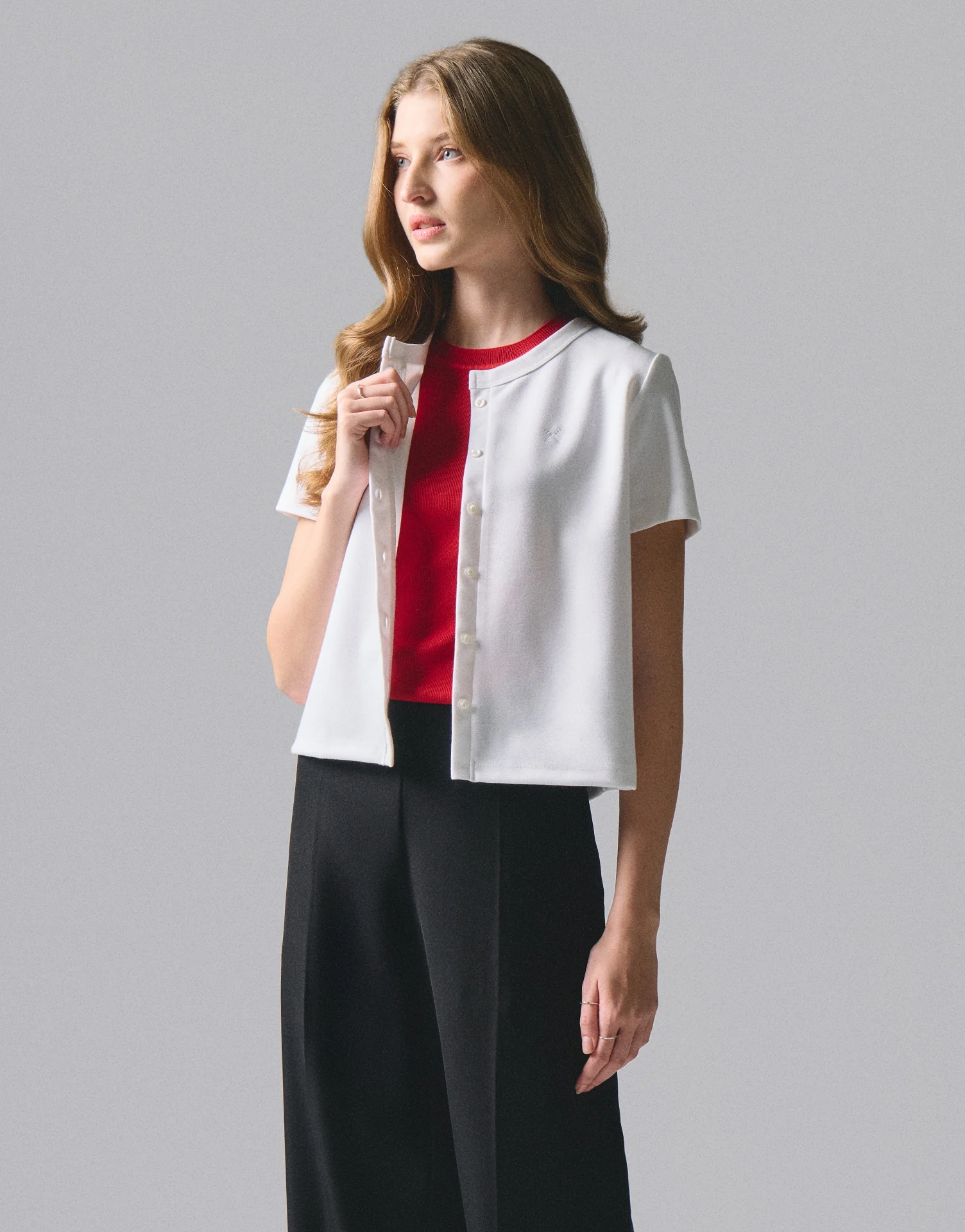 Button Down Ribbed T-Shirt - Image 3