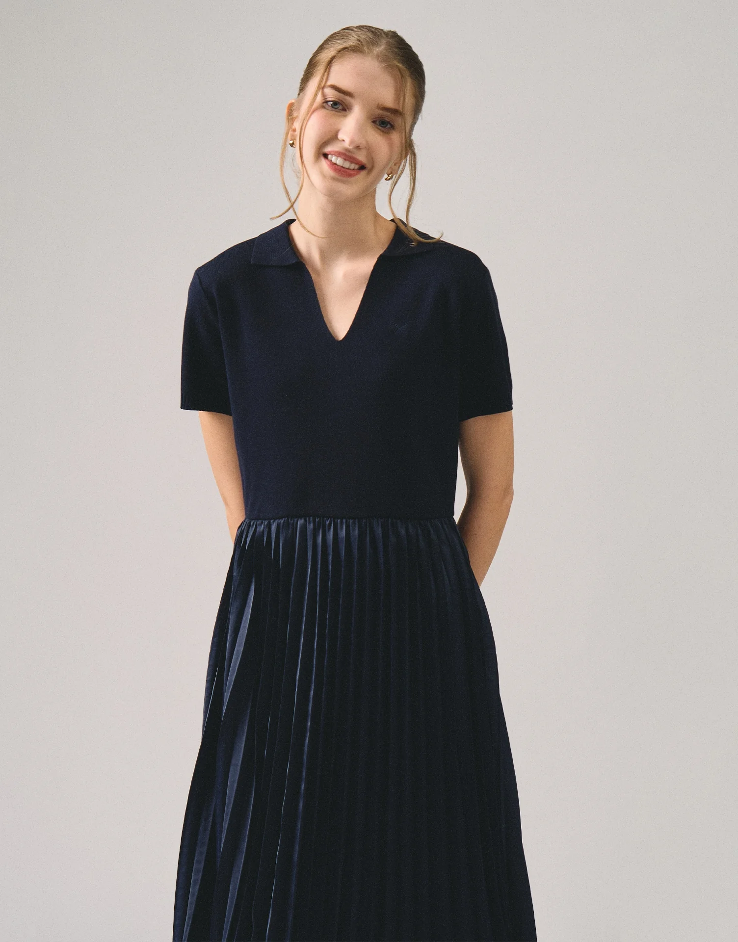 Combination Pleated Dress - Image 3