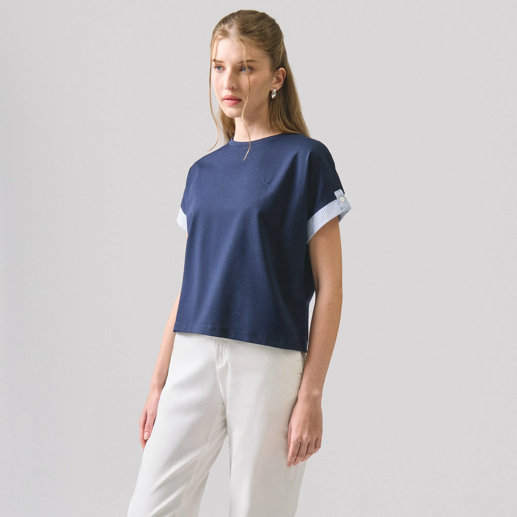 Extended Sleeve With Combination Striped Cuffs - Image 3