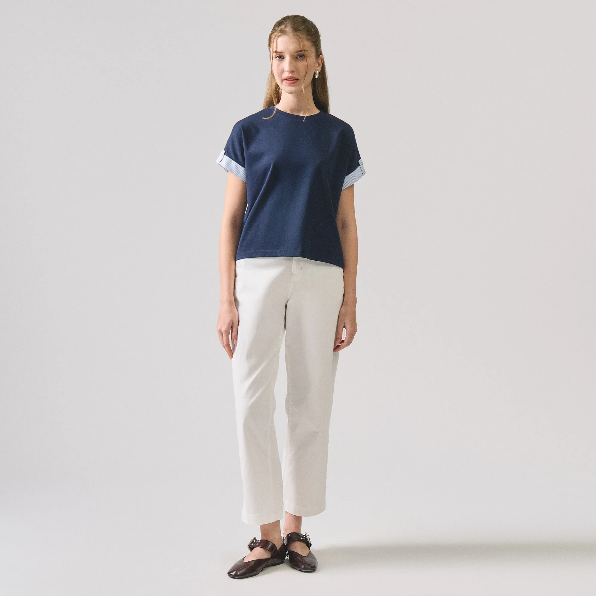 Extended Sleeve With Combination Striped Cuffs - Image 4