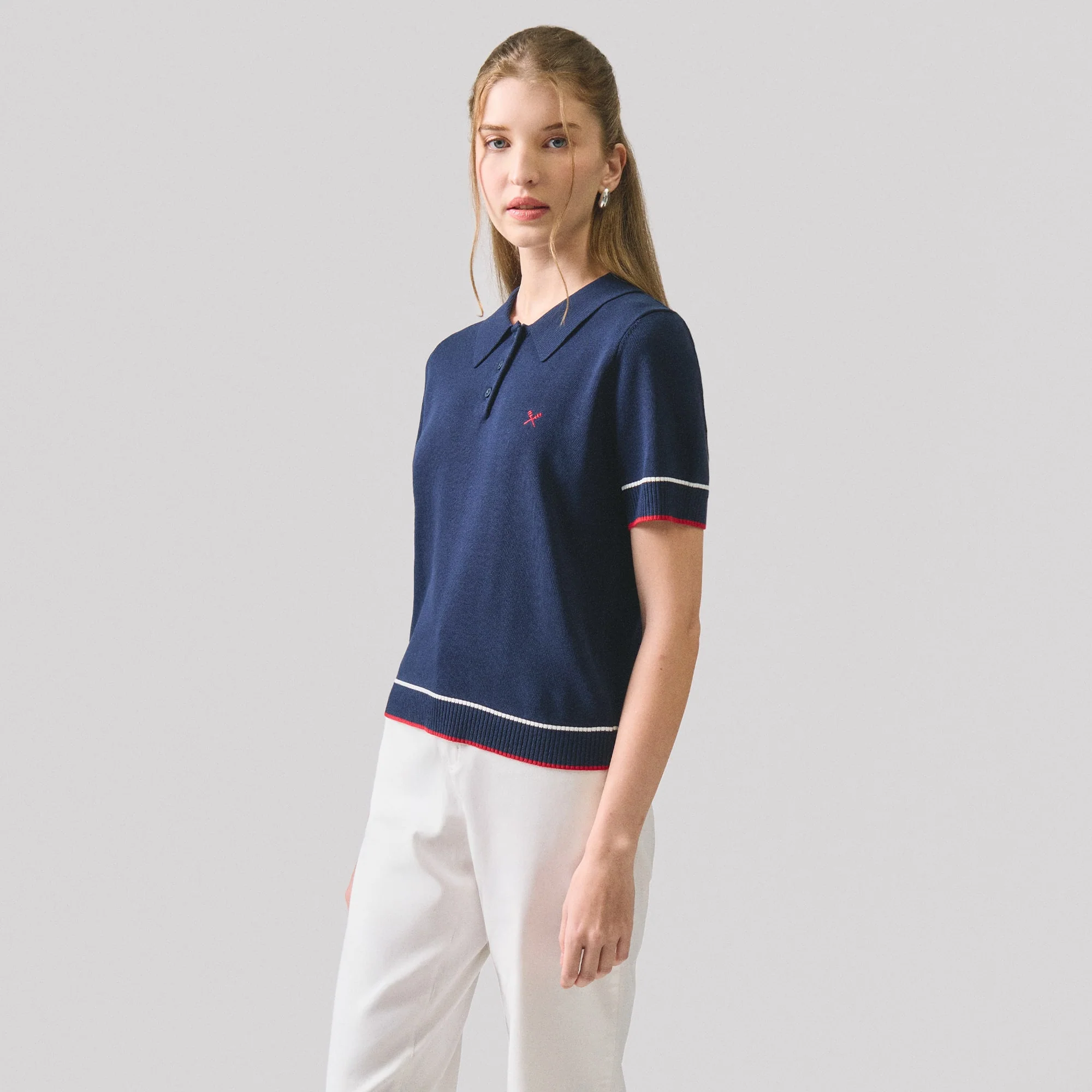 Knit Polo With Tipping Detail - Image 3
