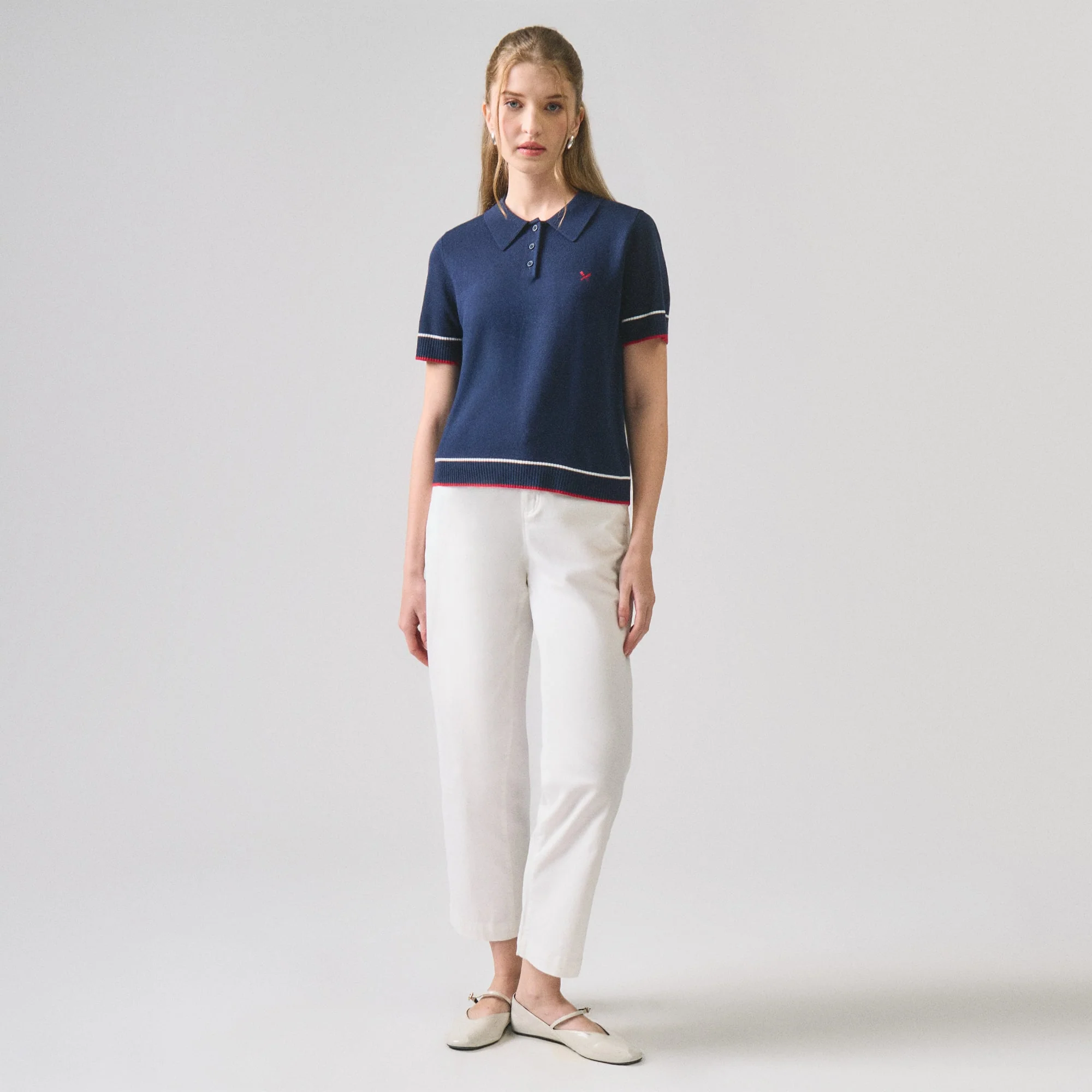 Knit Polo With Tipping Detail - Image 4