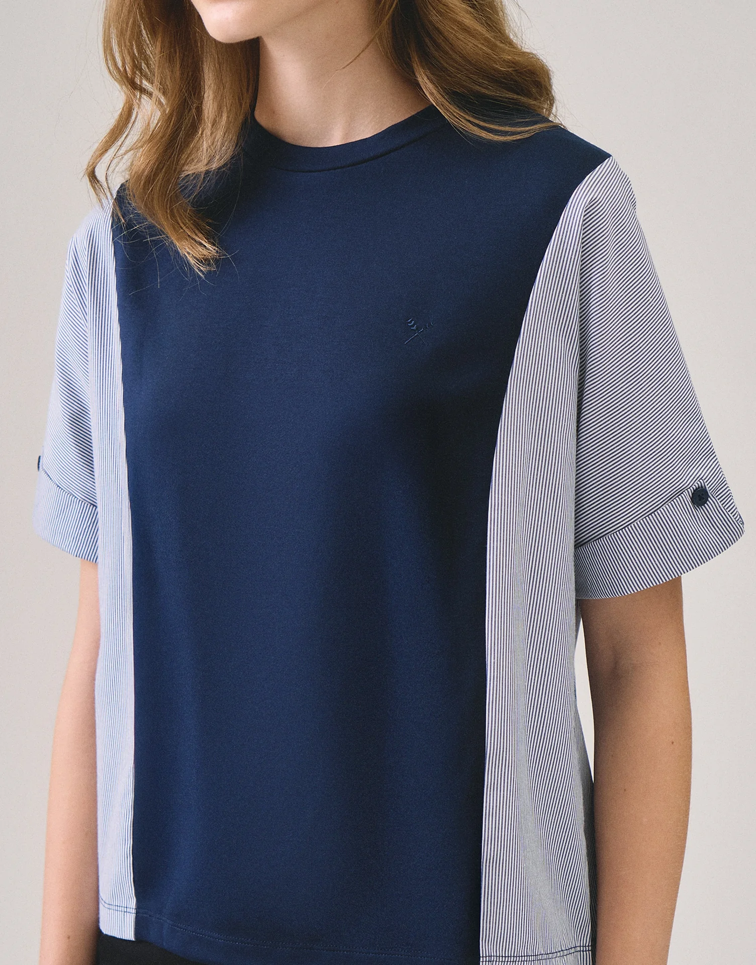 Knit Top With Woven Panels - Image 2