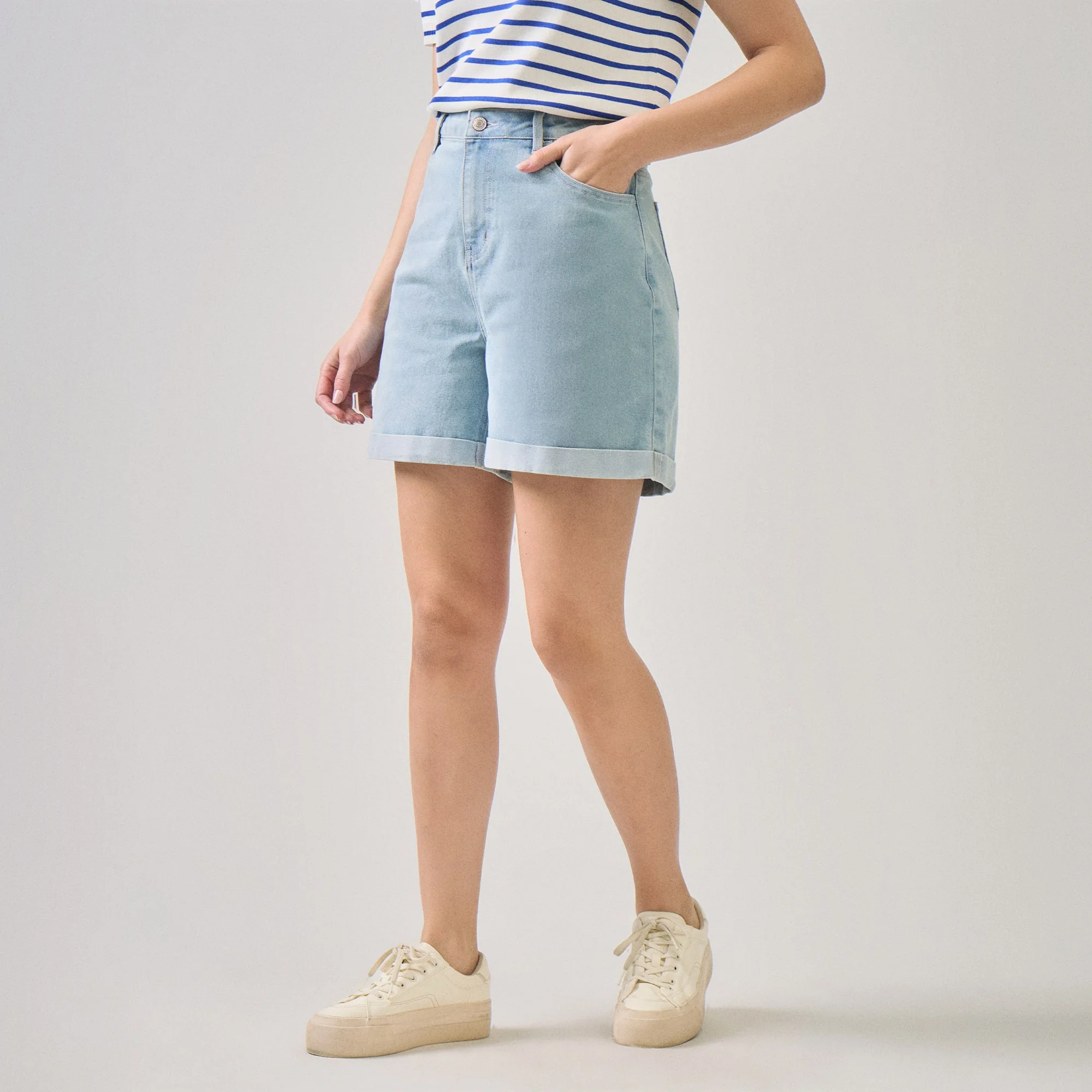 Light Wash Denim Shorts - Image 3