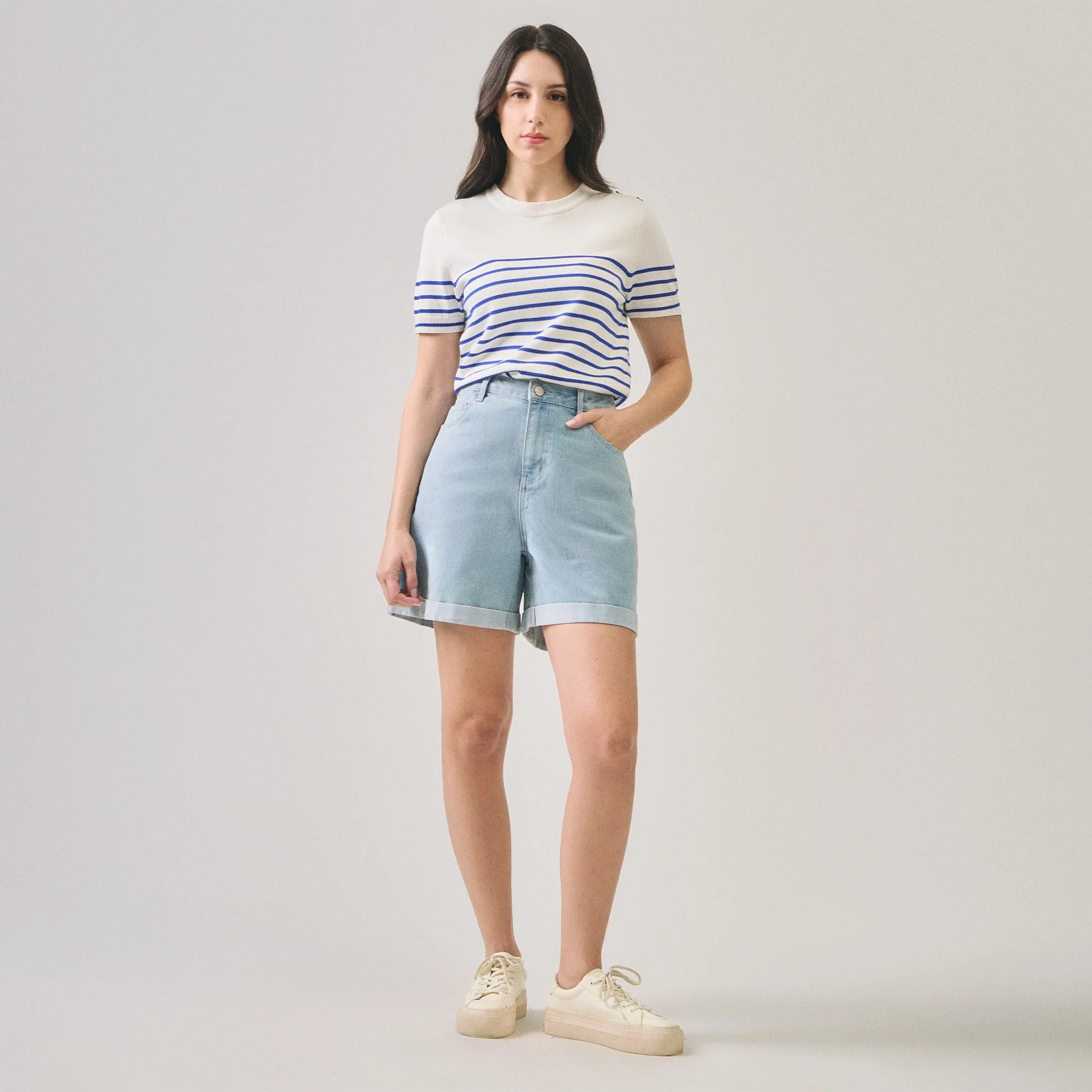 Light Wash Denim Shorts - Image 6