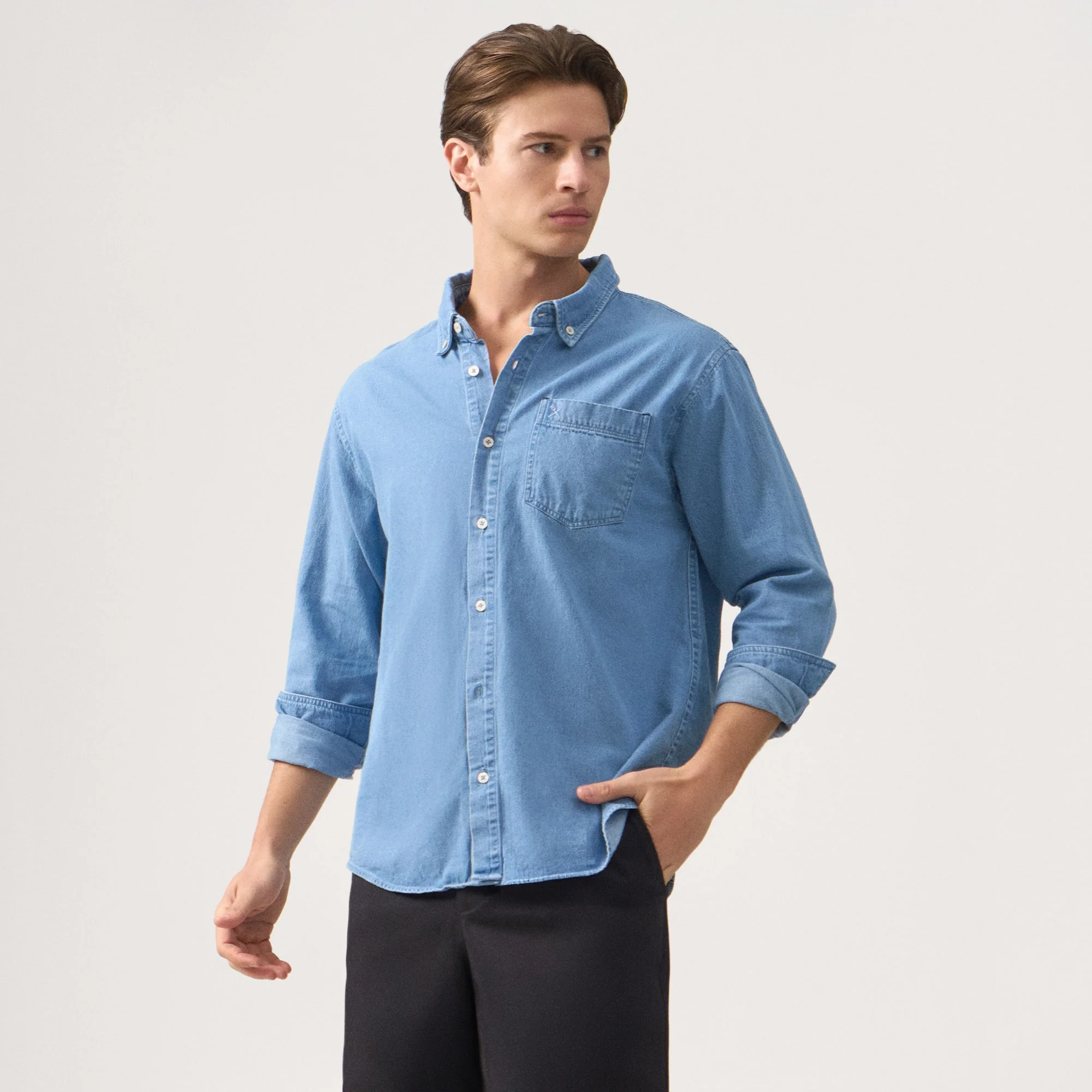 Long Sleeves Light Denim Shirt - Image 3