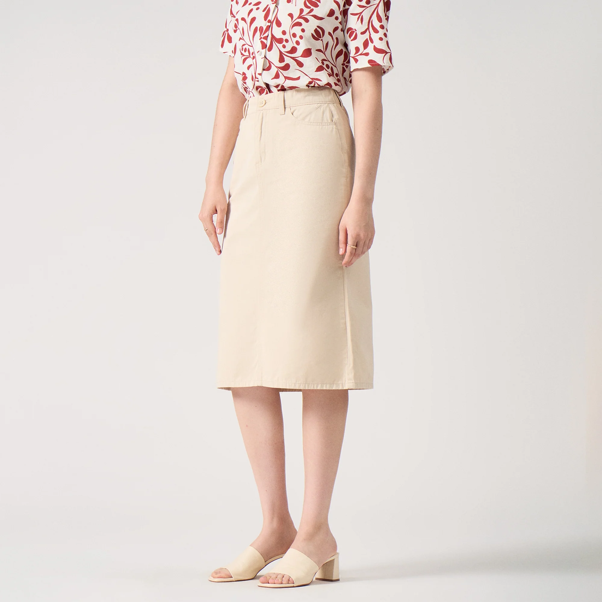 Midi Skirt With Back Slit - Image 3