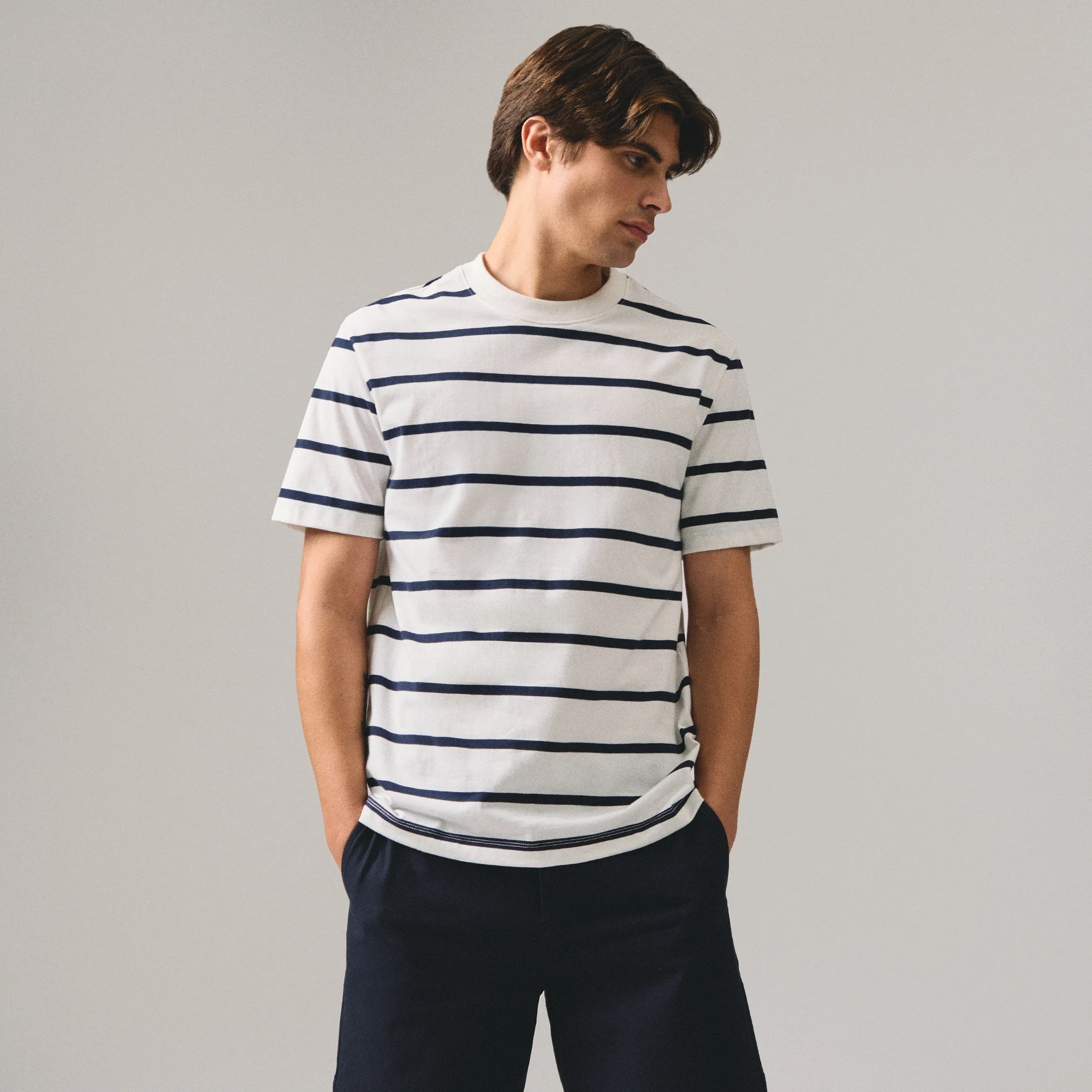 Regular Fit Basic Striped T-Shirt In Knit Jersey - Image 3