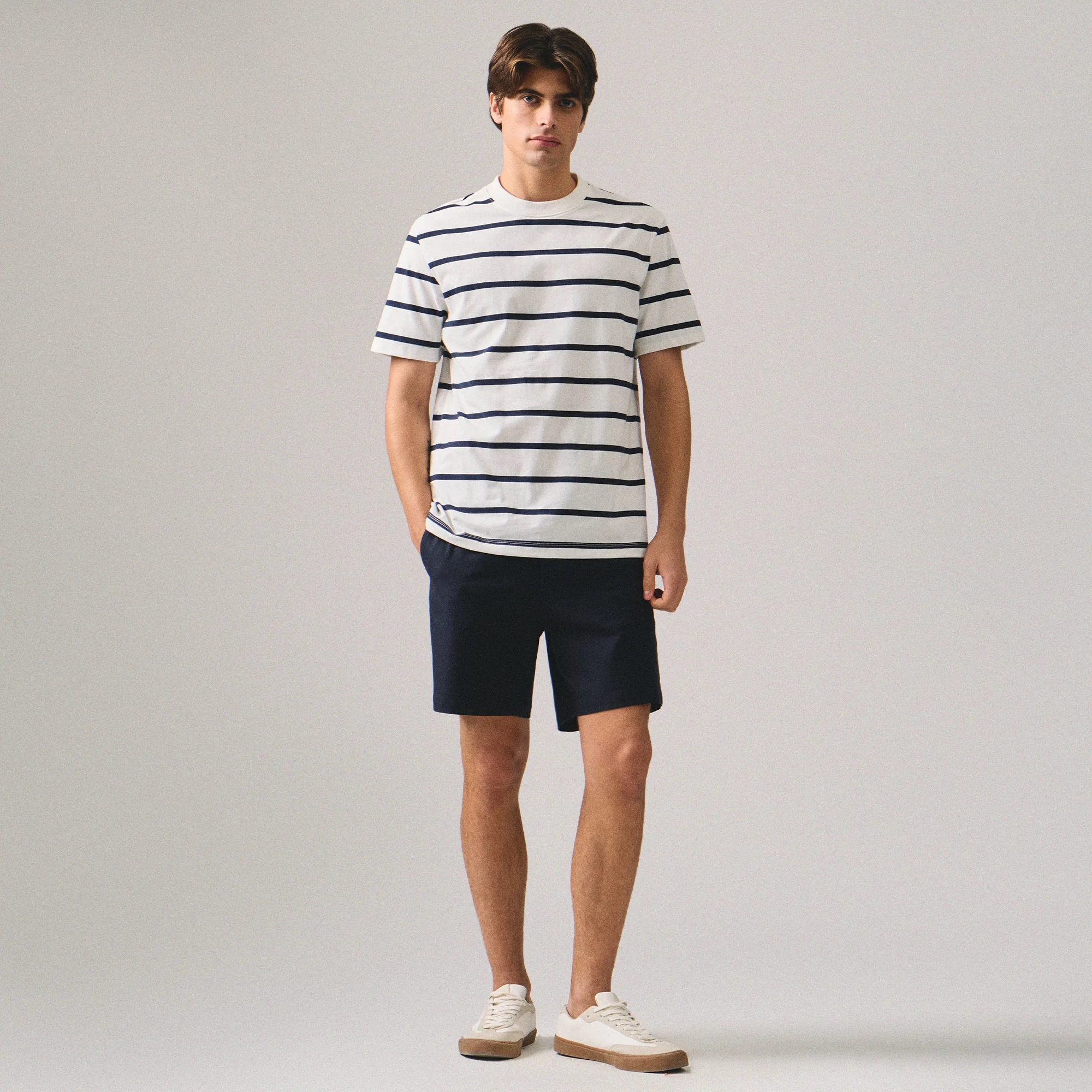 Regular Fit Basic Striped T-Shirt In Knit Jersey - Image 5