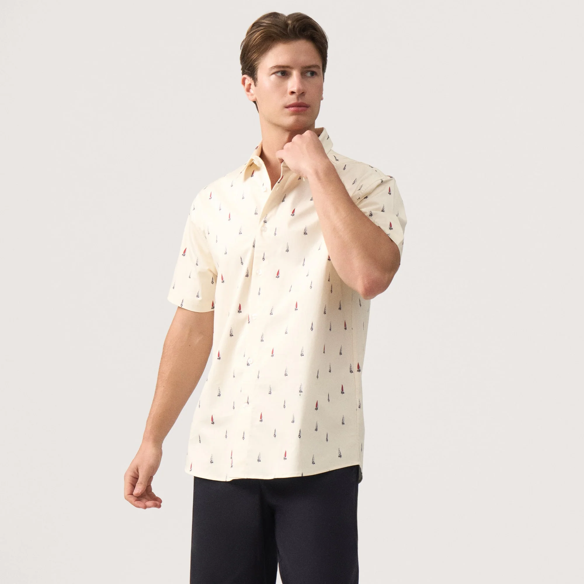 Regular Fit Button Down Printed Shirt - Image 3