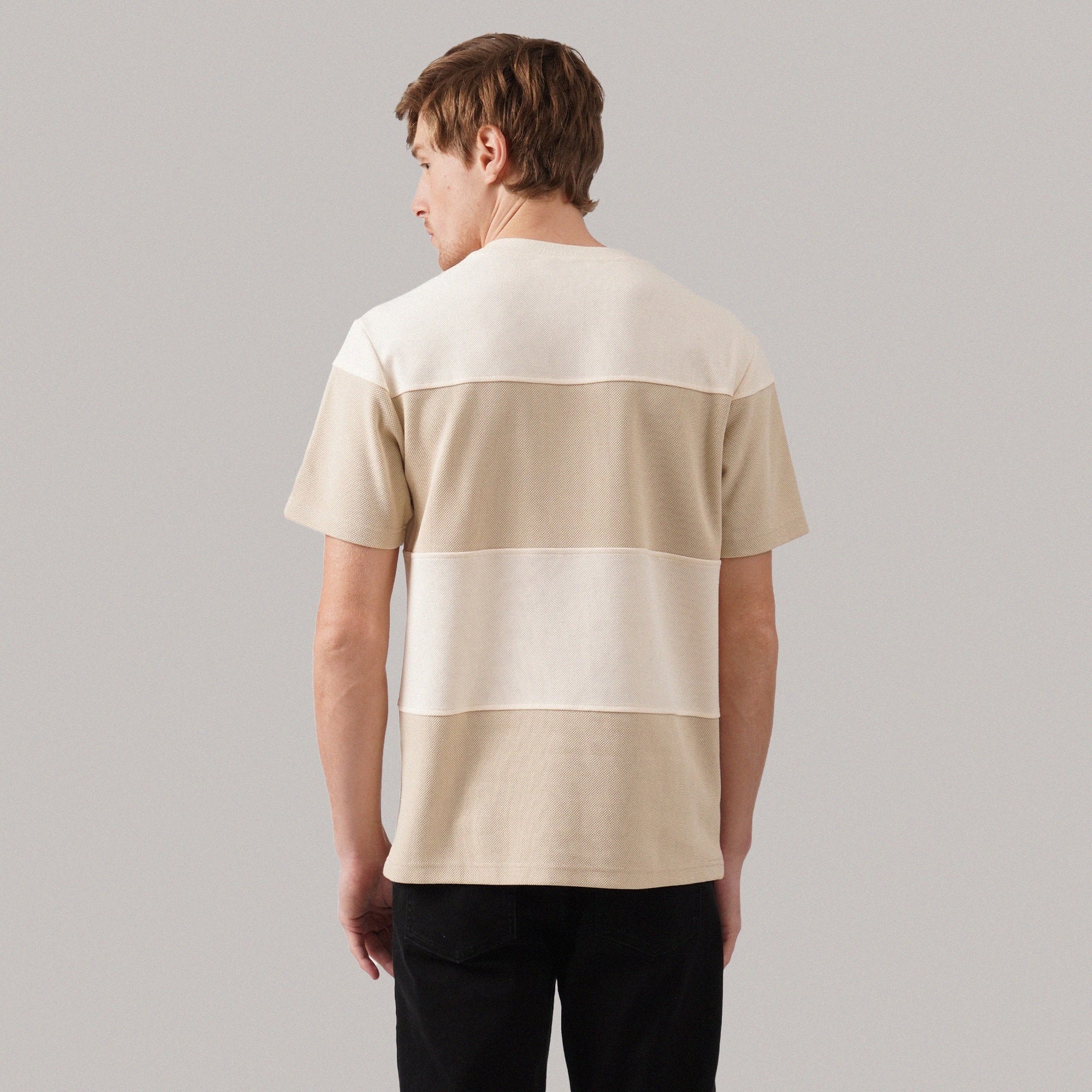 Regular Fit Color-Block Cut & Sew T-Shirt In Honeycomb Pique - Image 4