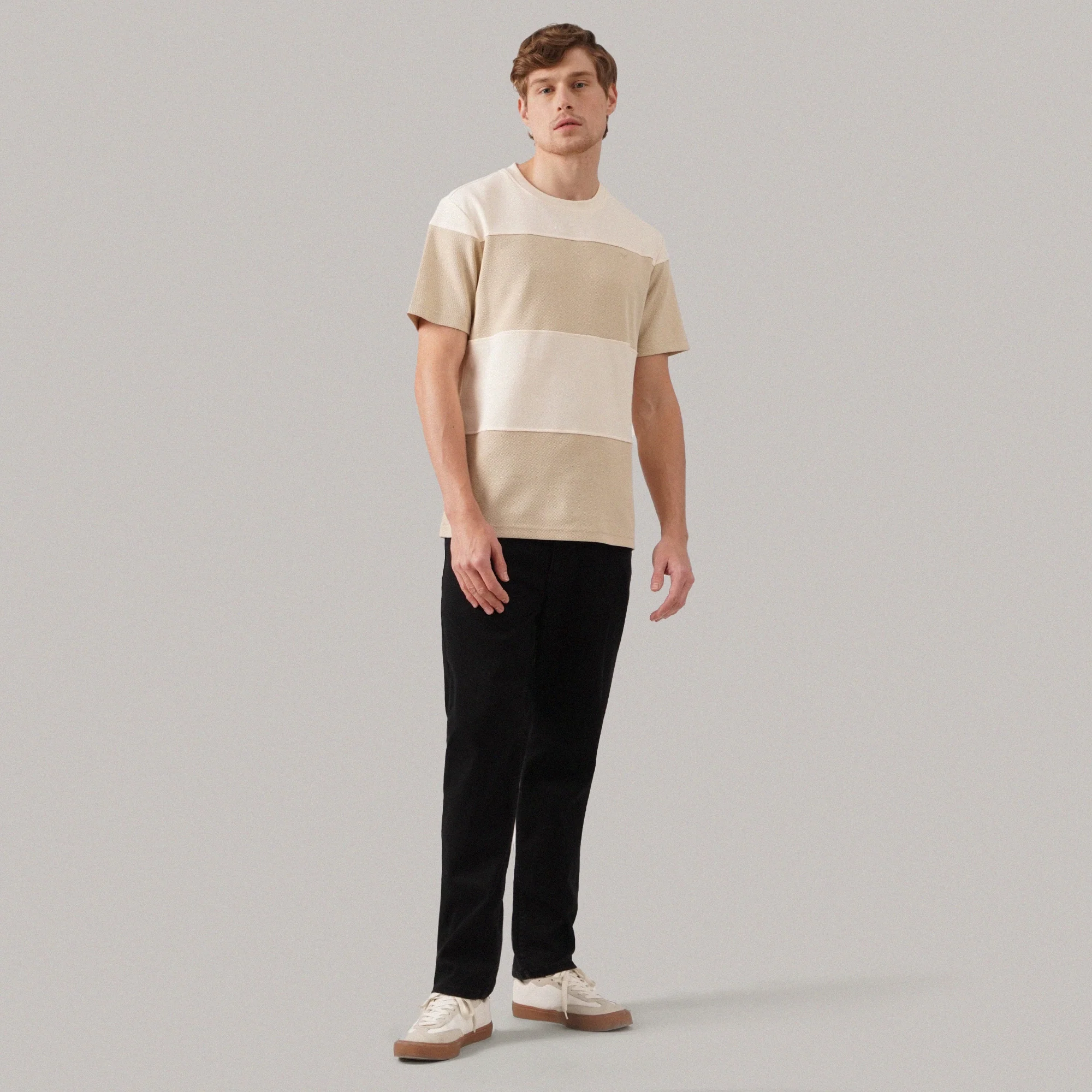 Regular Fit Color-Block Cut & Sew T-Shirt In Honeycomb Pique - Image 6