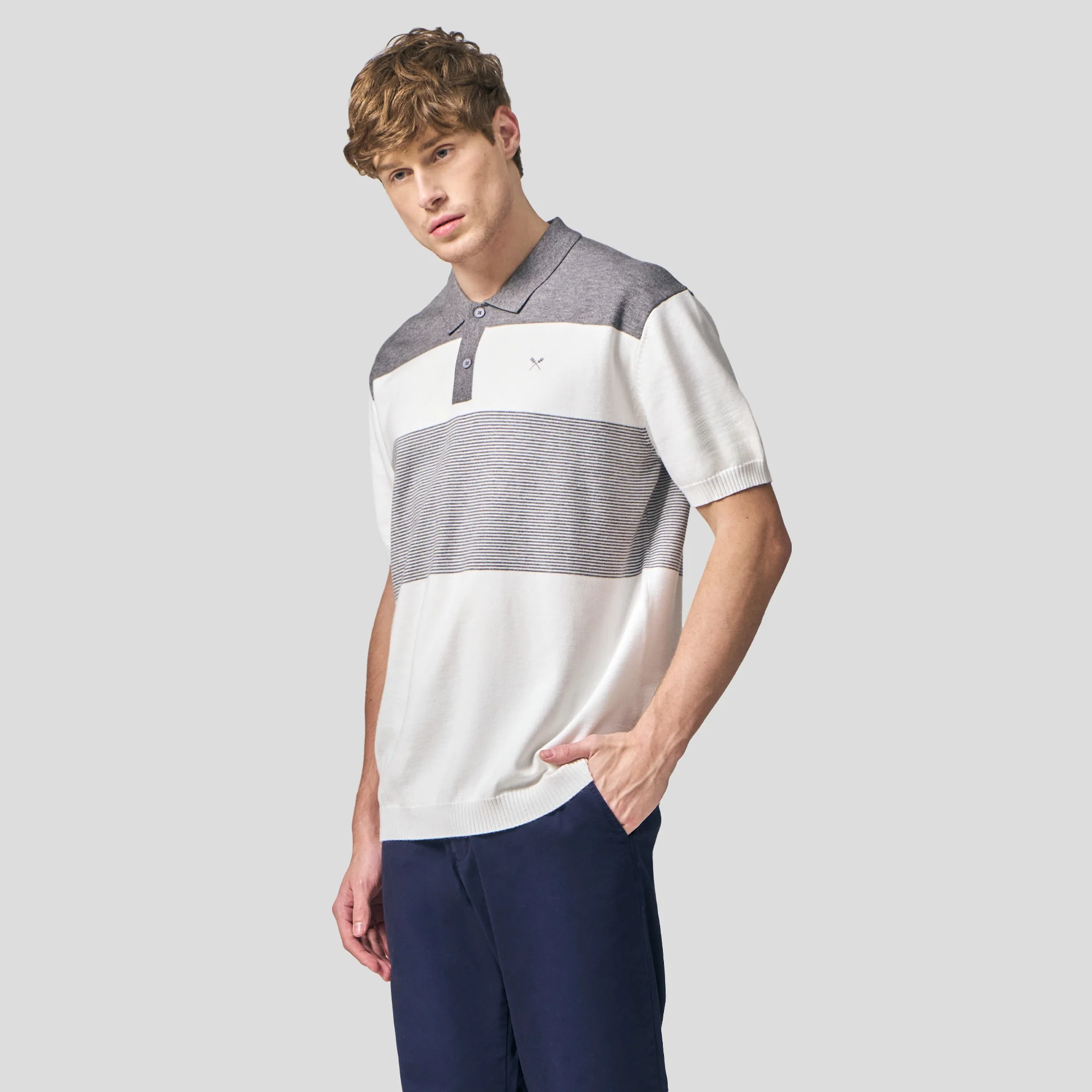 Regular Fit Color-Block Polo Shirt In Flat Knit - Image 3