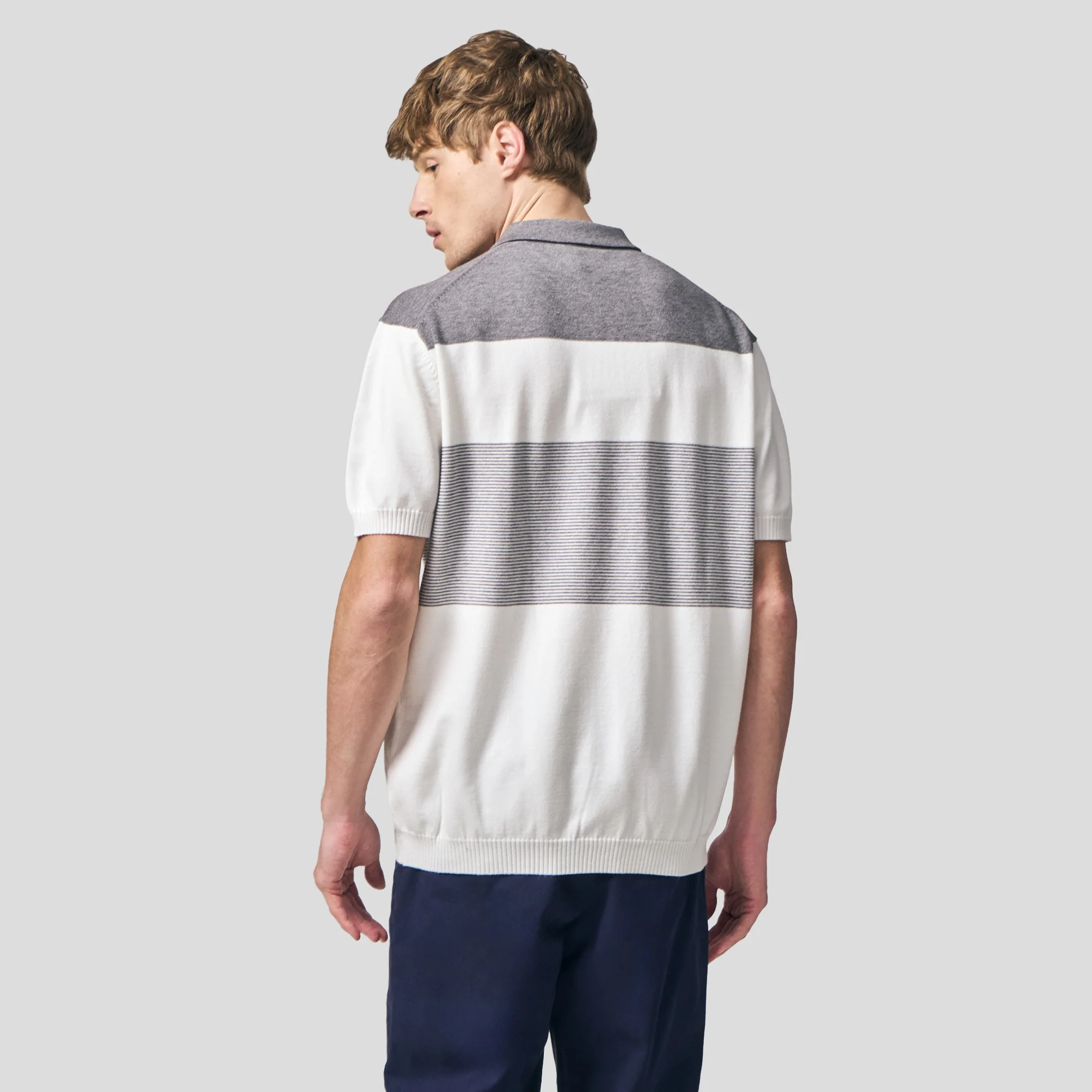 Regular Fit Color-Block Polo Shirt In Flat Knit - Image 4