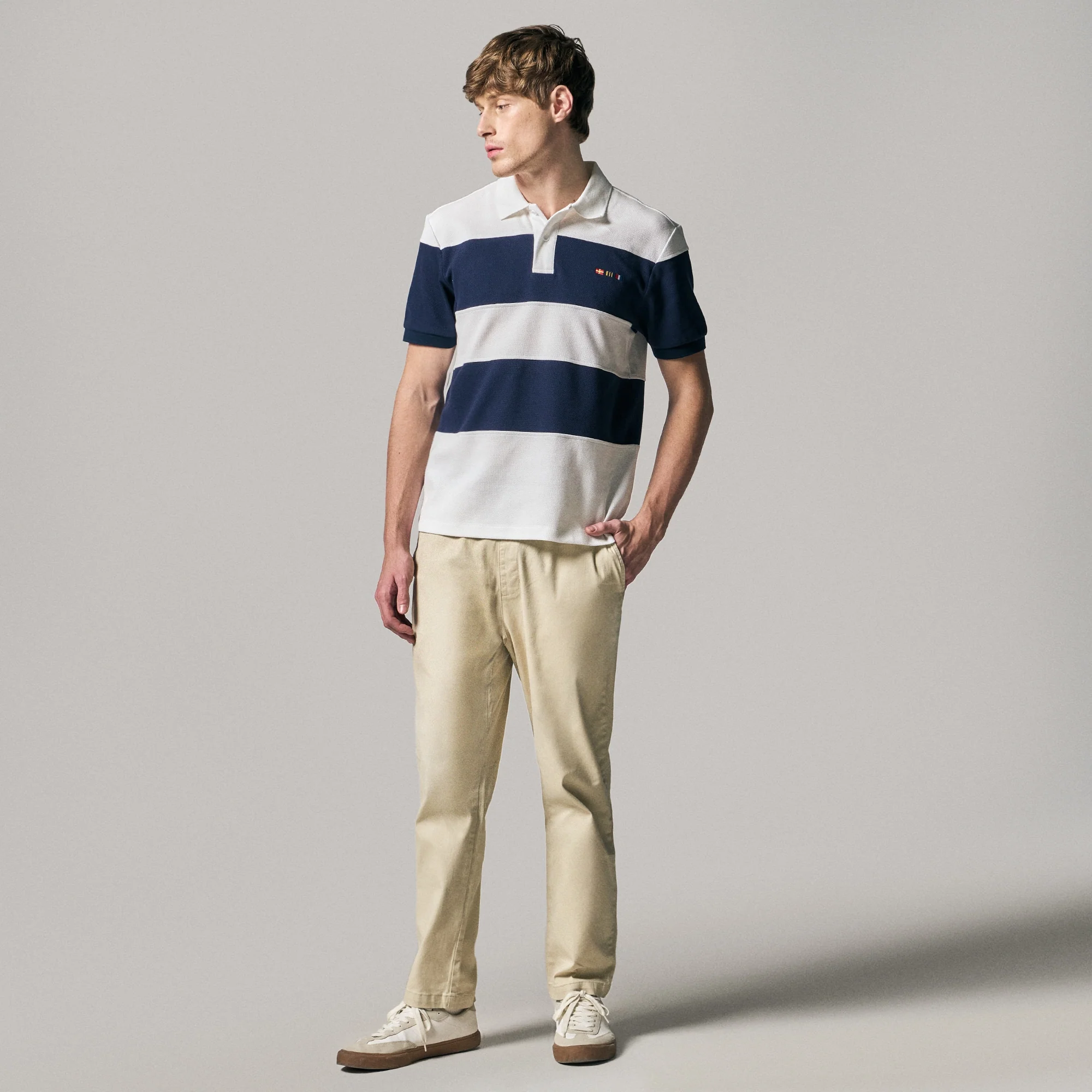 Regular Fit Color-Block Polo Shirt With Sailing Flag Icon Embroidery In Pique - Image 6