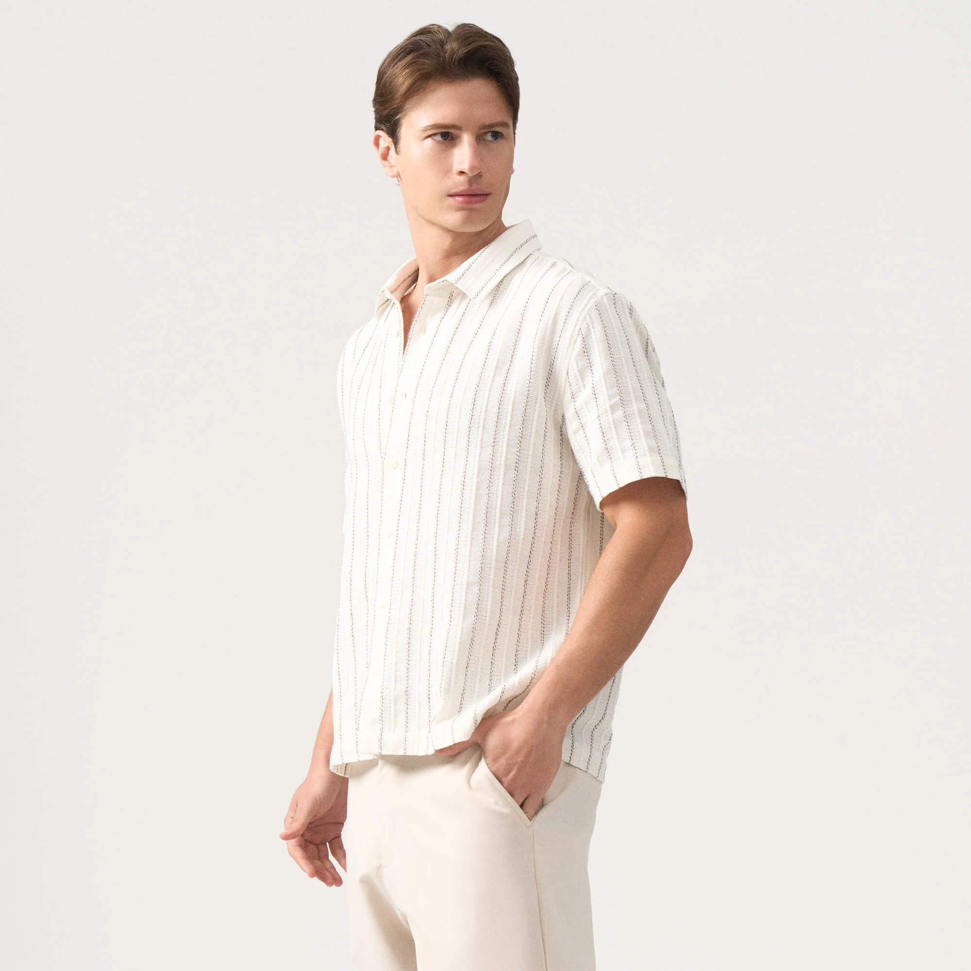 Regular Fit Openwork Shirt - Image 3