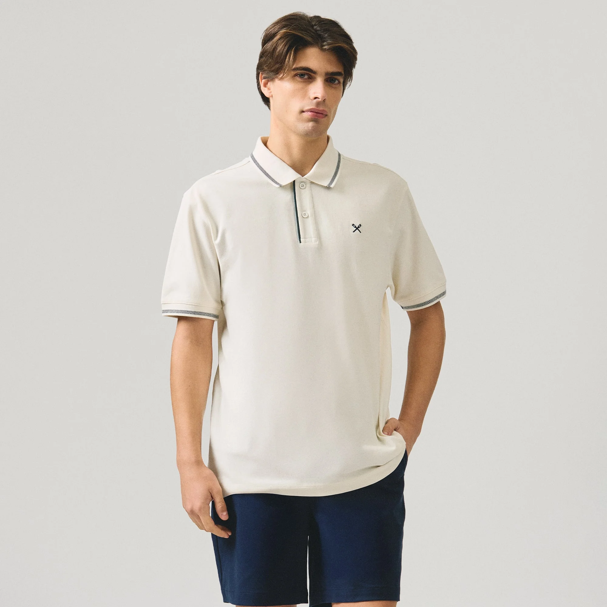 Regular Fit Polo Shirt With Contrast Chest Embroidery In Pique