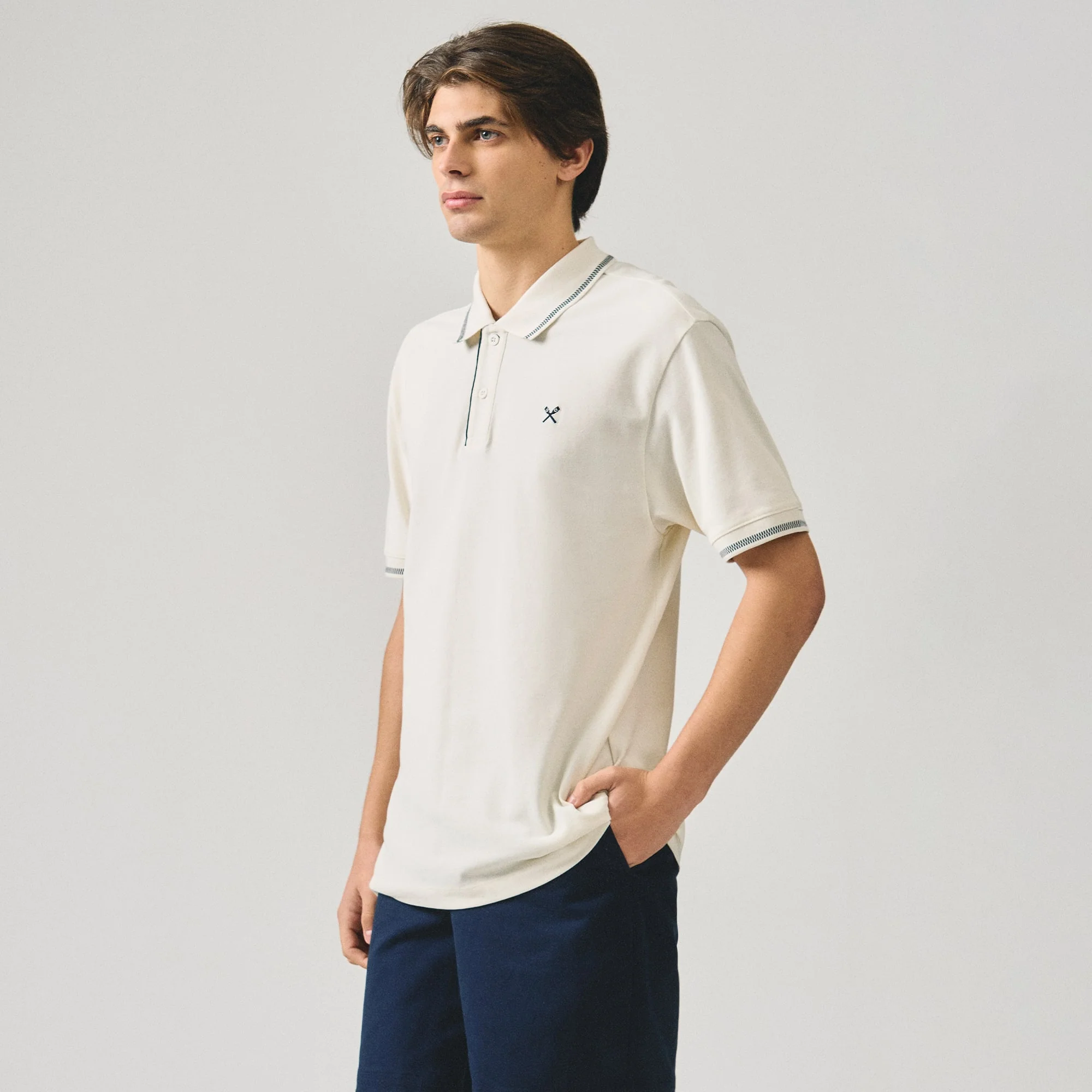 Regular Fit Polo Shirt With Contrast Chest Embroidery In Pique - Image 3