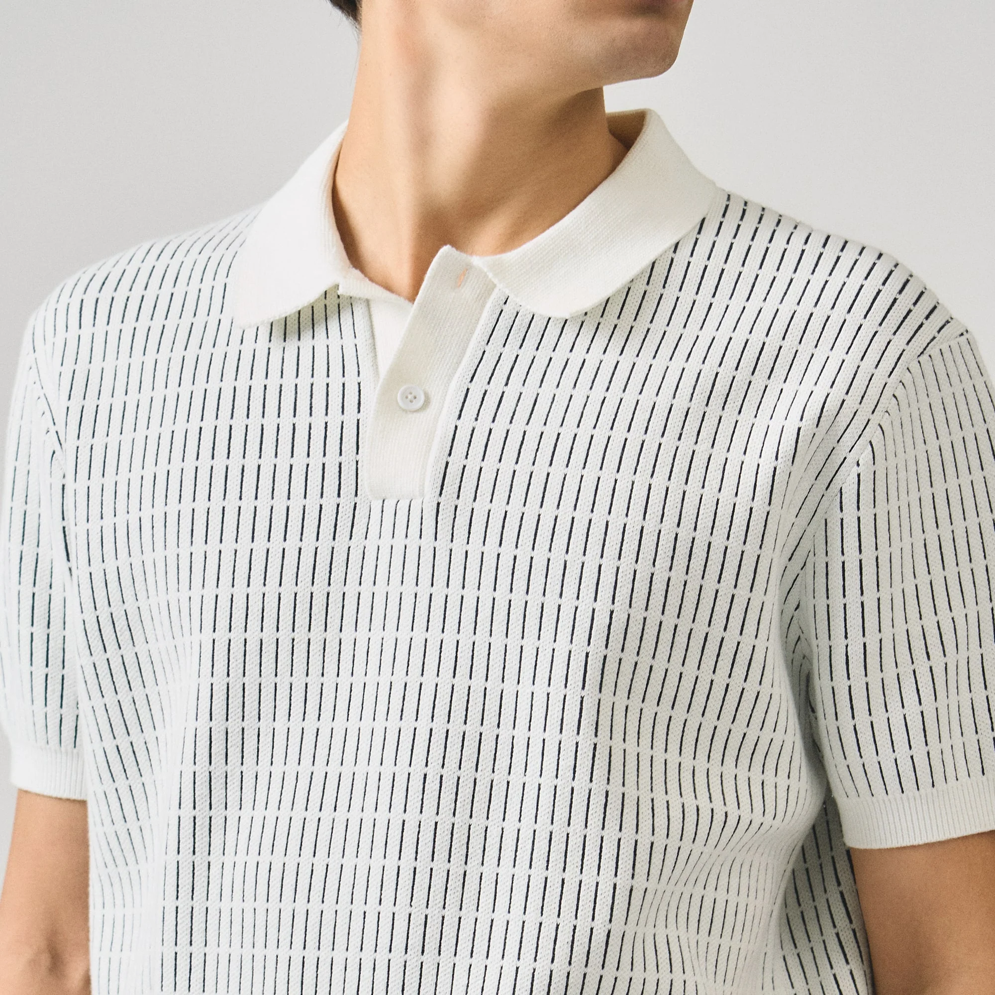 Regular Fit Polo Shirt With Contrast Jacquard Detail In Textured Knit - Image 2