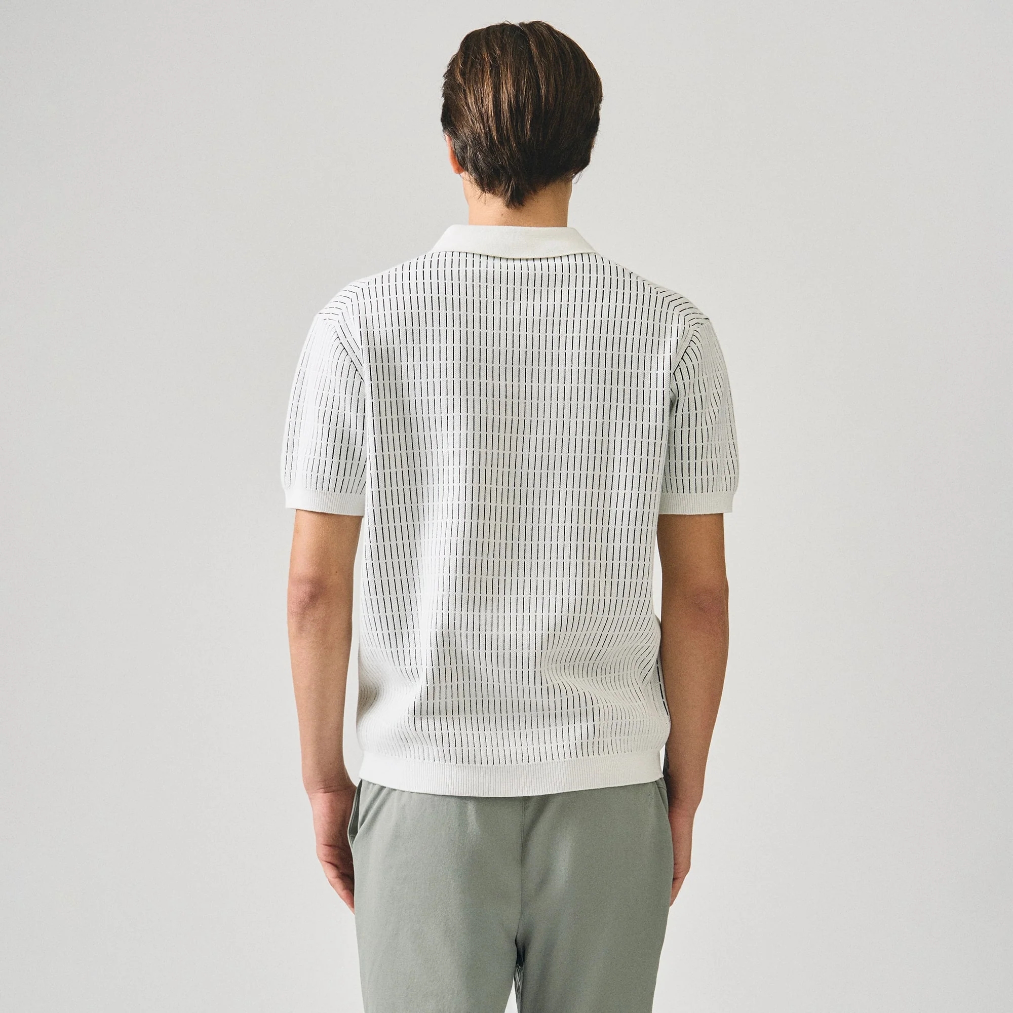 Regular Fit Polo Shirt With Contrast Jacquard Detail In Textured Knit - Image 4