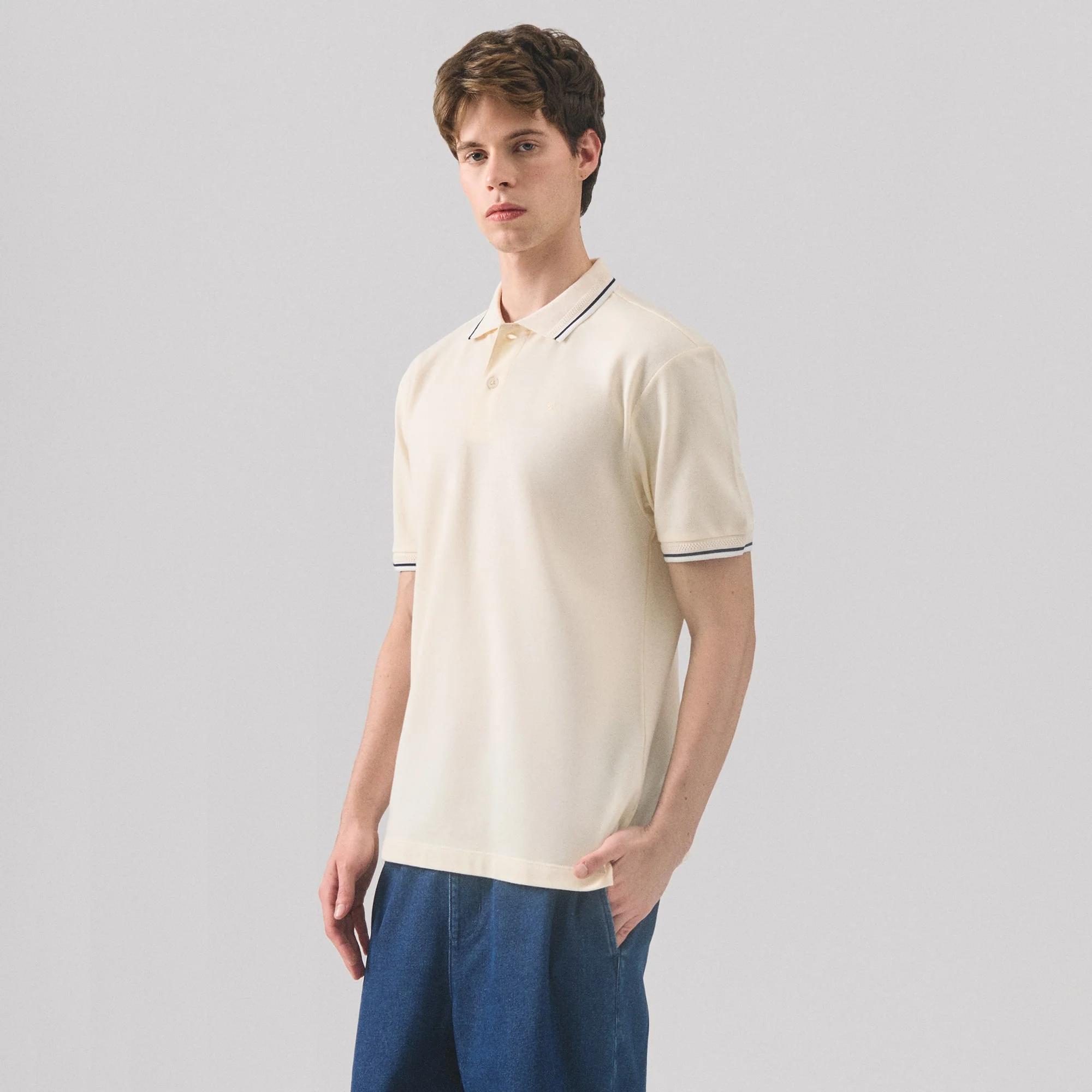 Regular Fit Polo Shirt With Multiple Contrast Tipping In Pique - Image 3