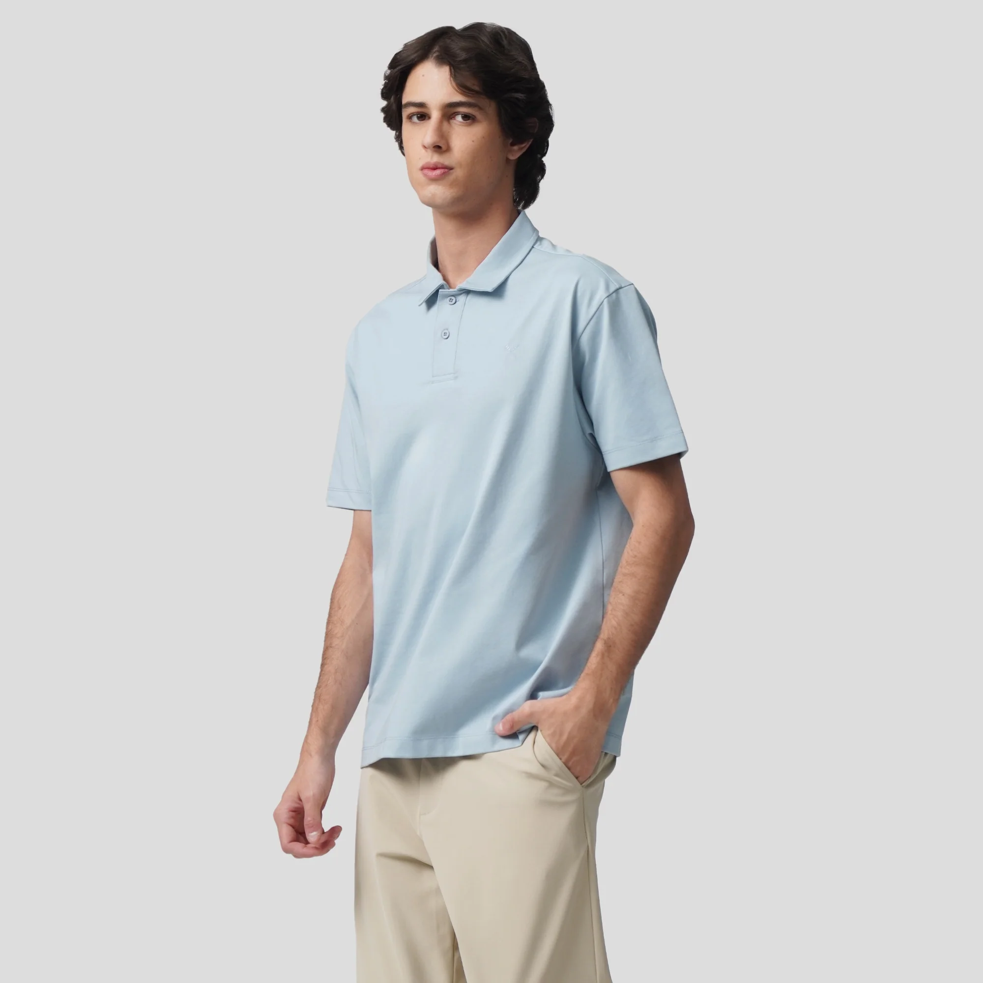 Regular Fit Polo Shirt With Self-Fabric Collar In Sorona