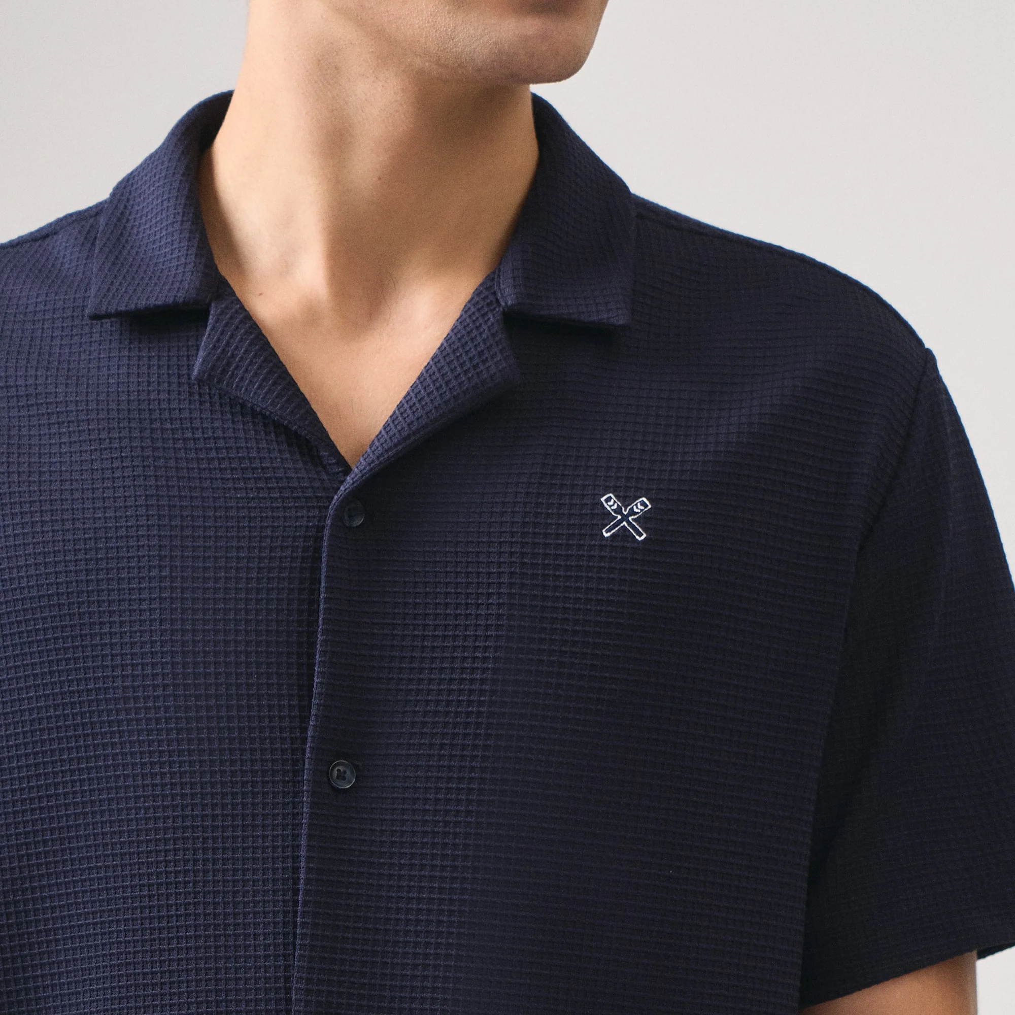 Regular Fit Resort Collar Waffle Shirt - Image 2