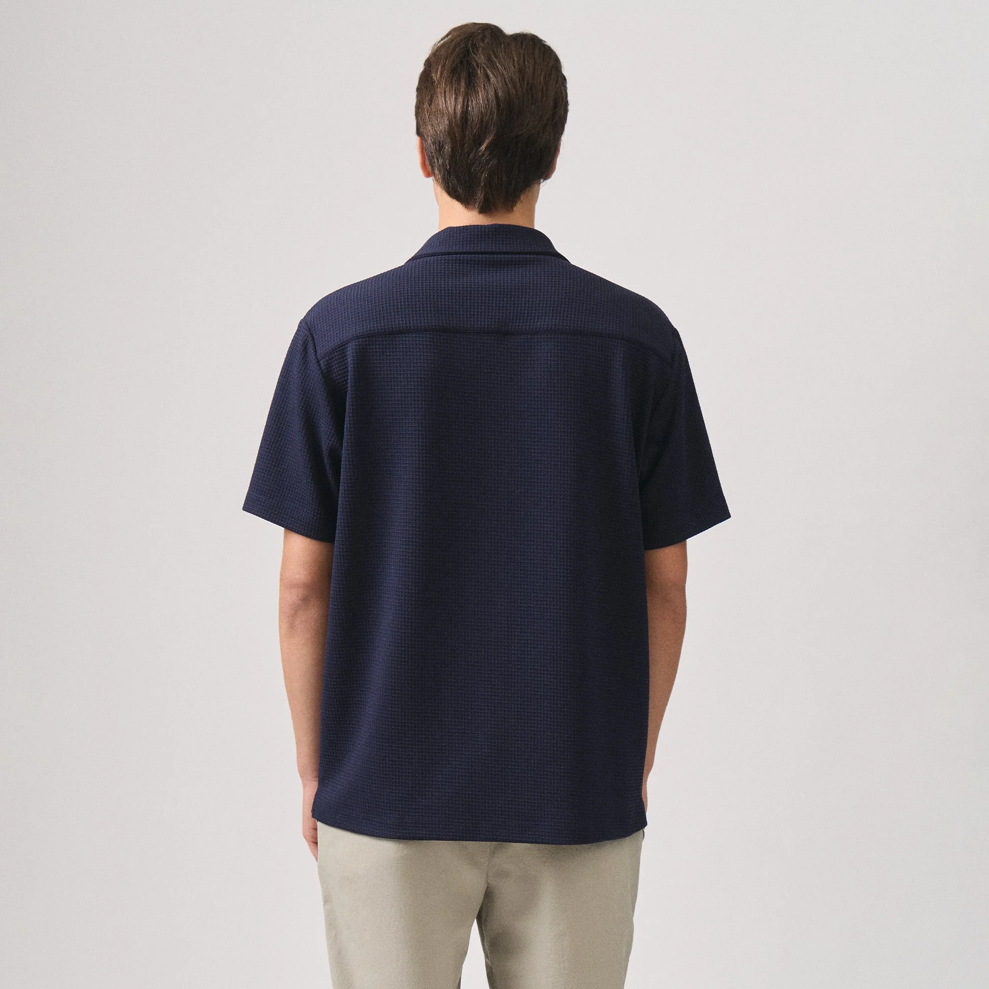 Regular Fit Resort Collar Waffle Shirt - Image 4