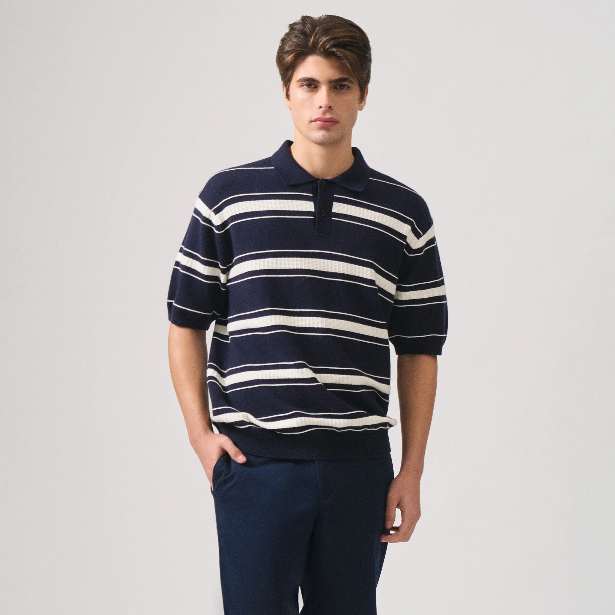 Regular Fit Striped Polo Shirt In Special Knit