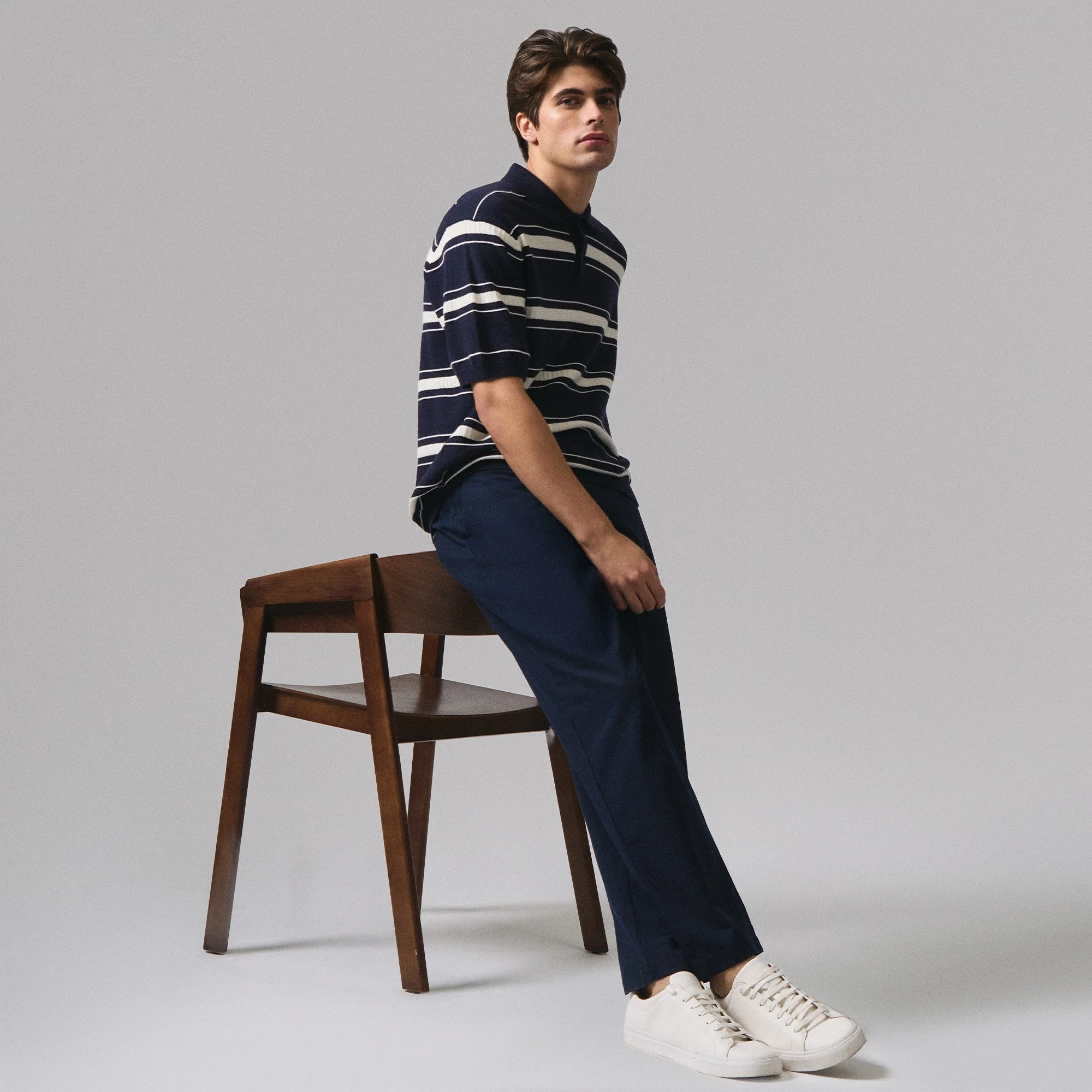 Regular Fit Striped Polo Shirt In Special Knit - Image 4