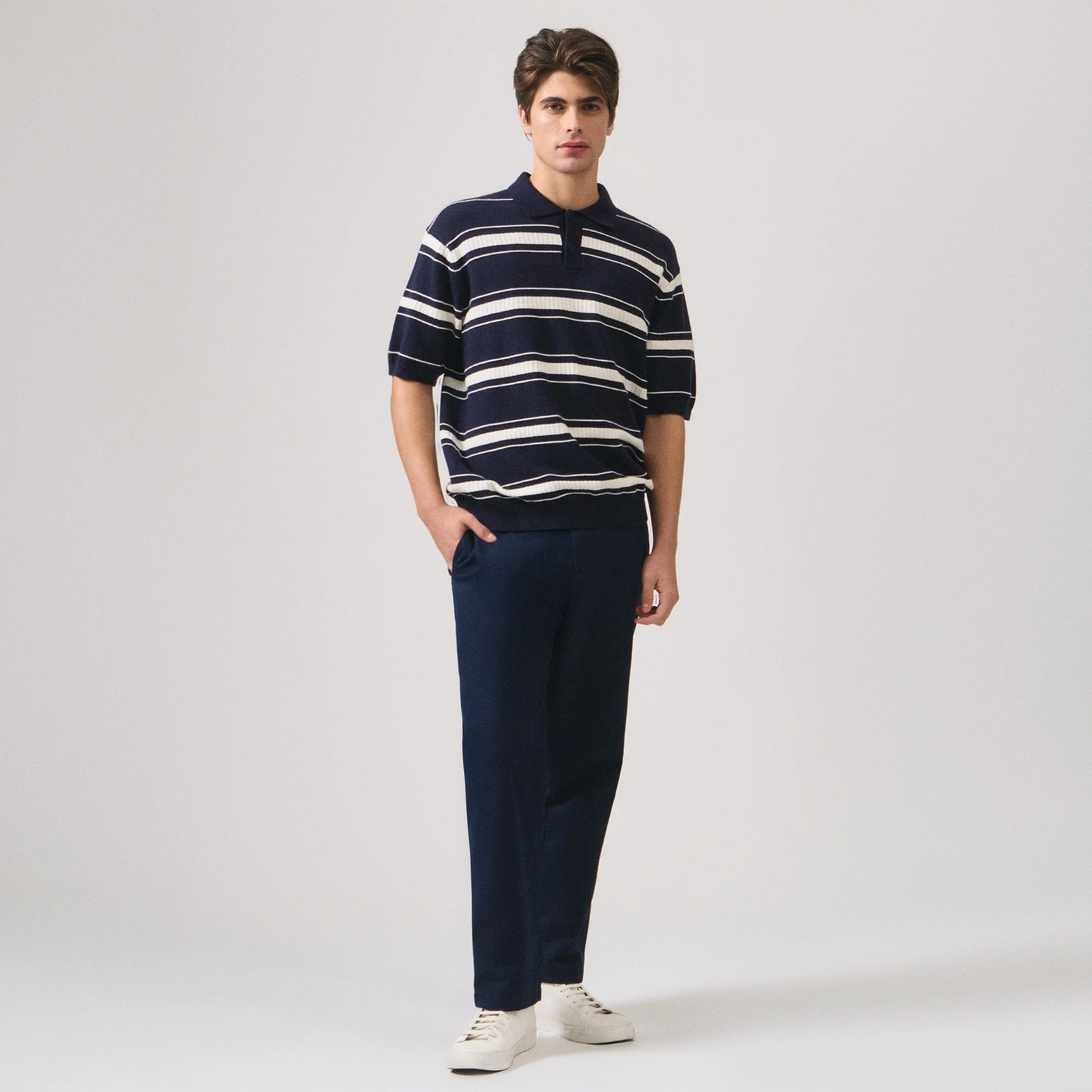 Regular Fit Striped Polo Shirt In Special Knit - Image 5
