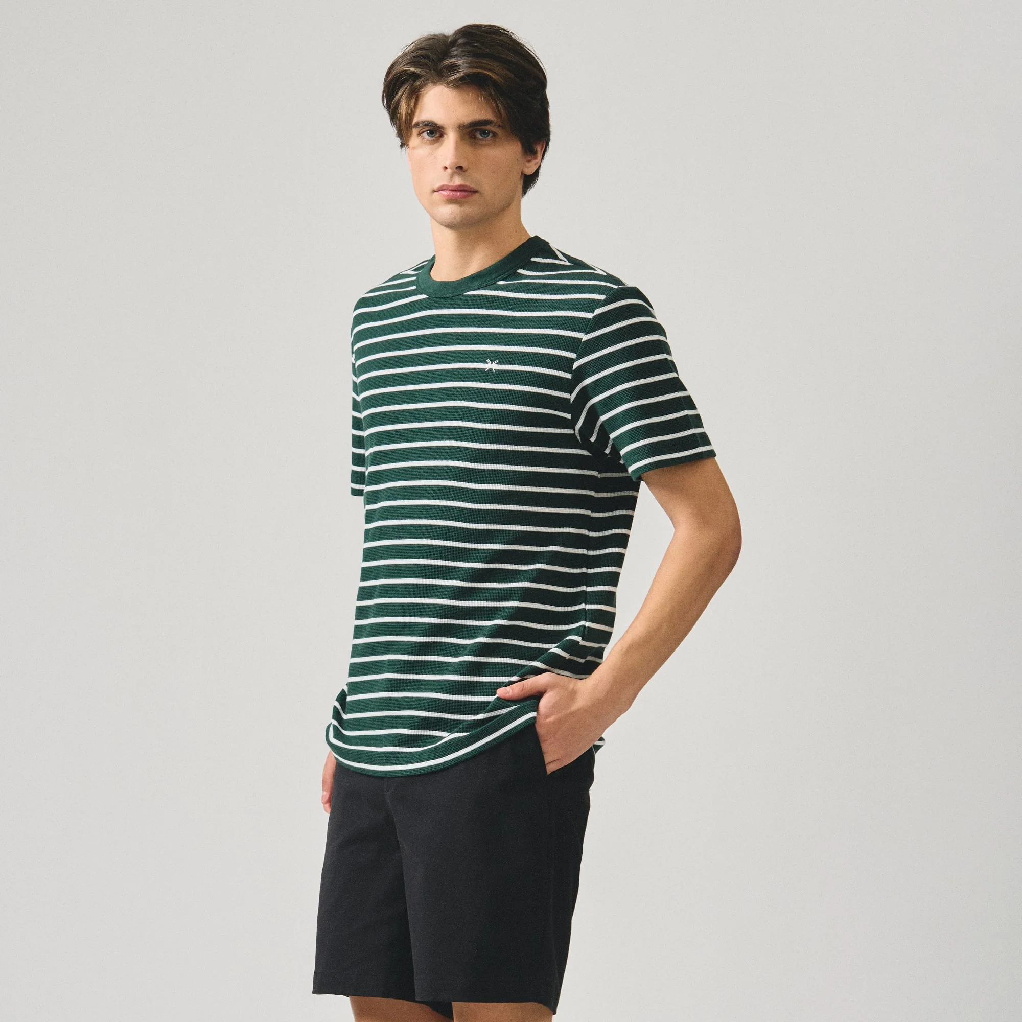 Regular Fit Striped T-Shirt In Thermal Knit - Image 3