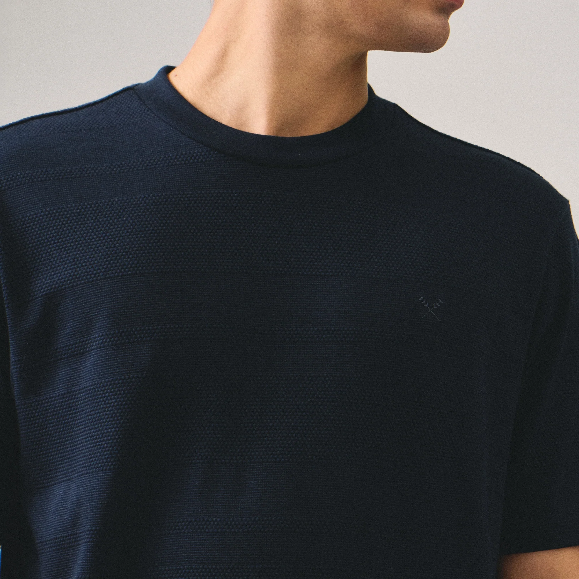 Regular Fit T-Shirt In Popcorn Striped Knit - Image 2