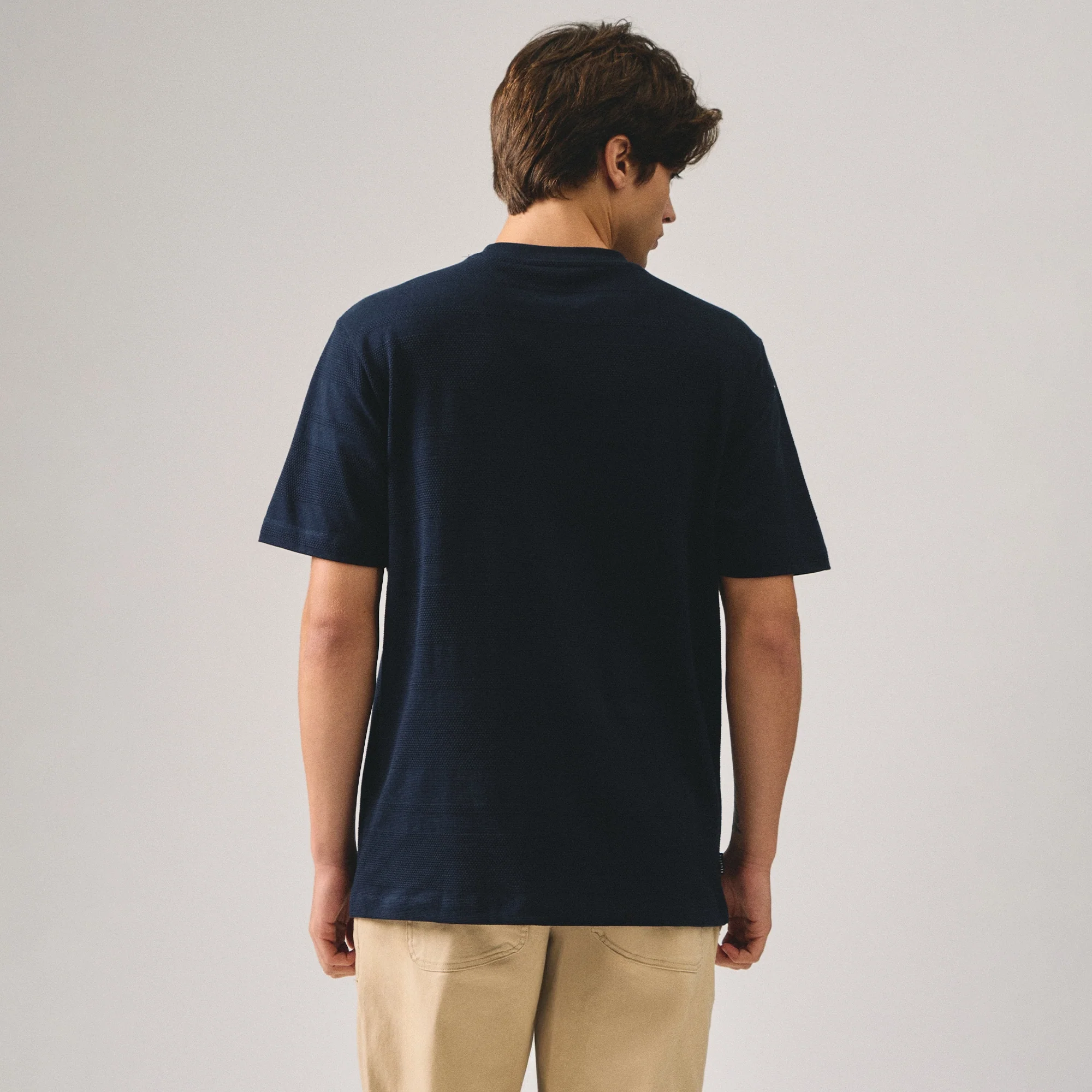 Regular Fit T-Shirt In Popcorn Striped Knit - Image 4