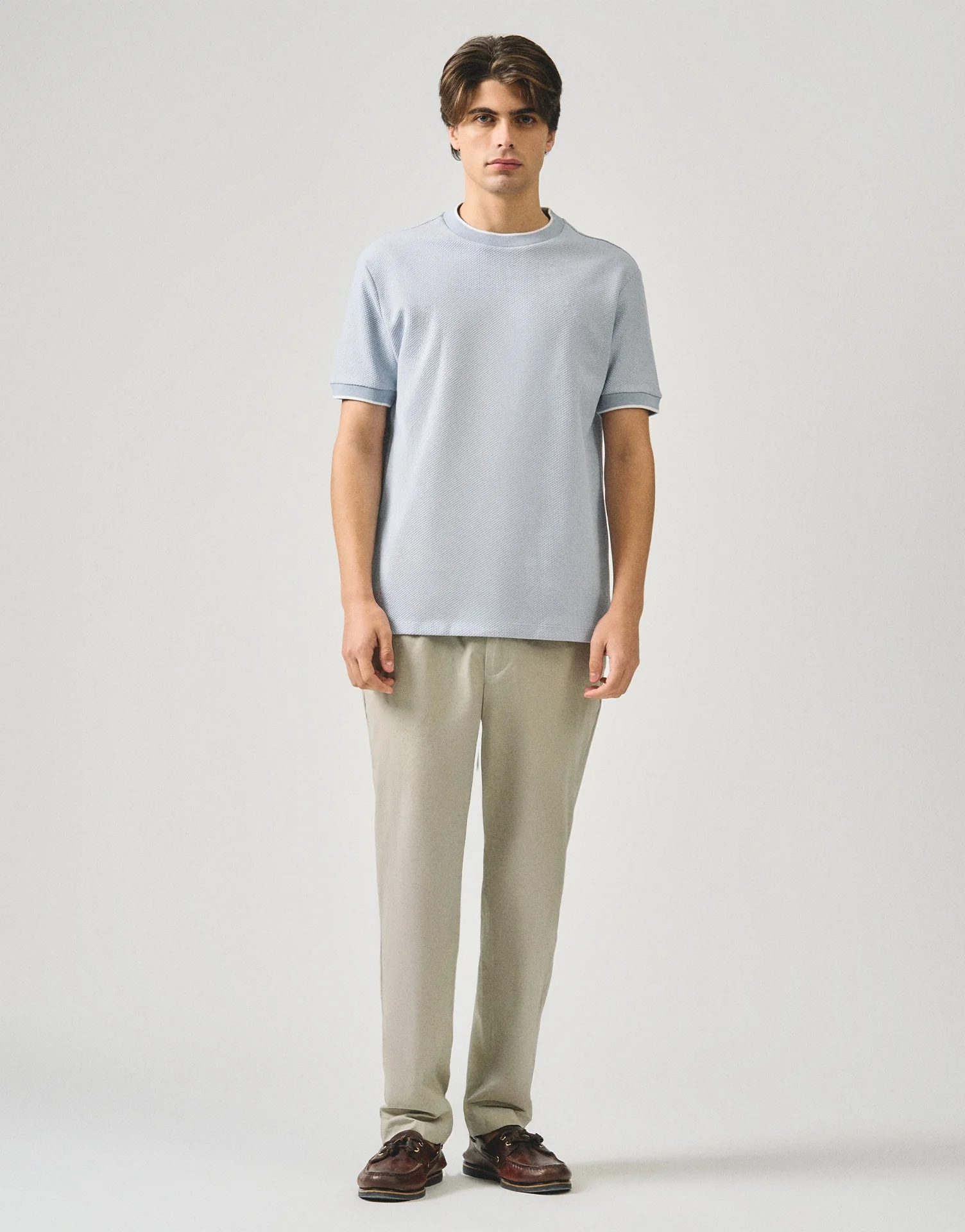 Regular Fit T-Shirt With Contrast Tipping Detail In Popcorn Knit - Image 5