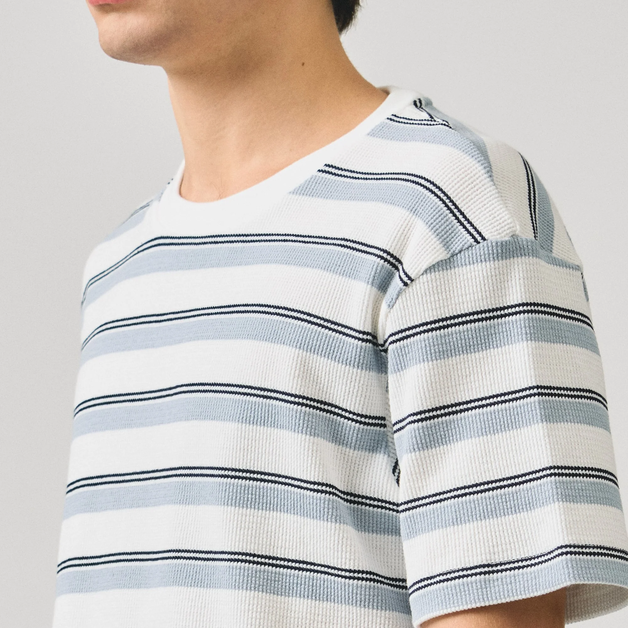 Regular Fit T-Shirt With Embossed Stripe Jacquard Detail In Heavy Jersey - Image 3