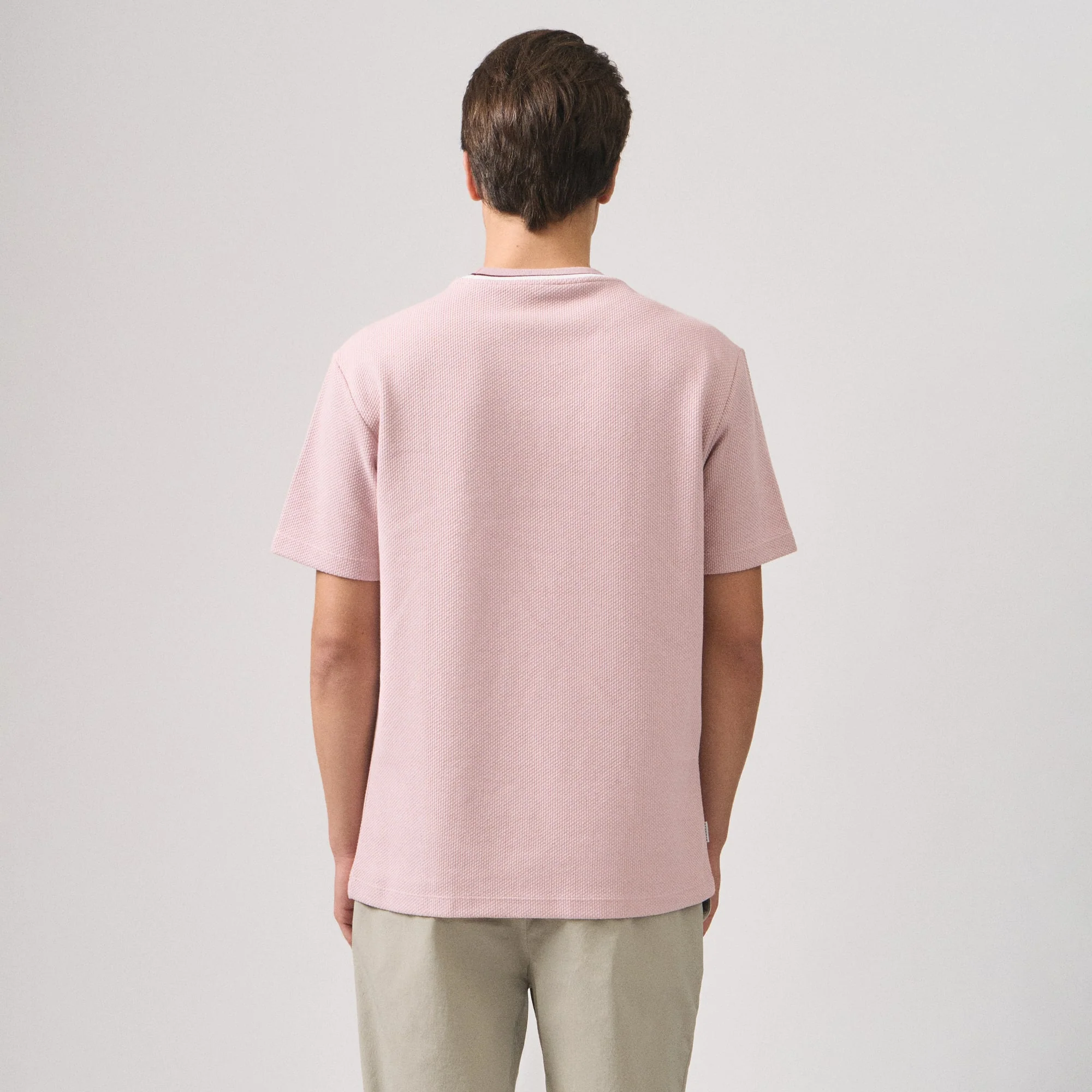 Regular Fit T-Shirt With Multiple Contrast Tipping Detail In Popcorn Knit - Image 4