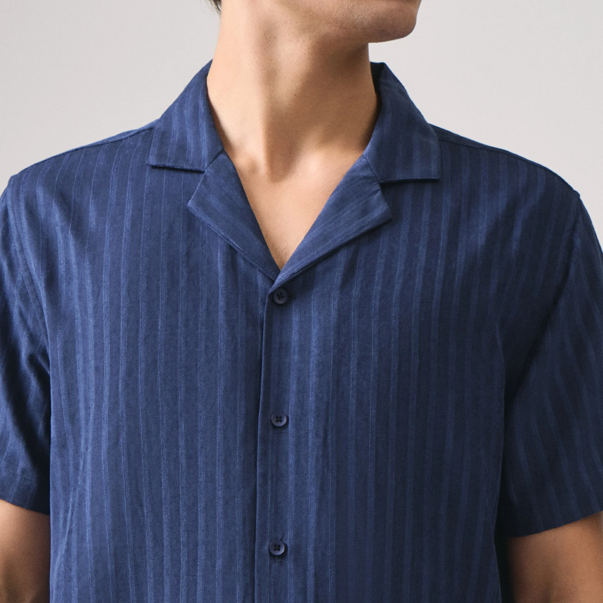 Regular Fit Tonal Striped Resort Shirt - Image 2