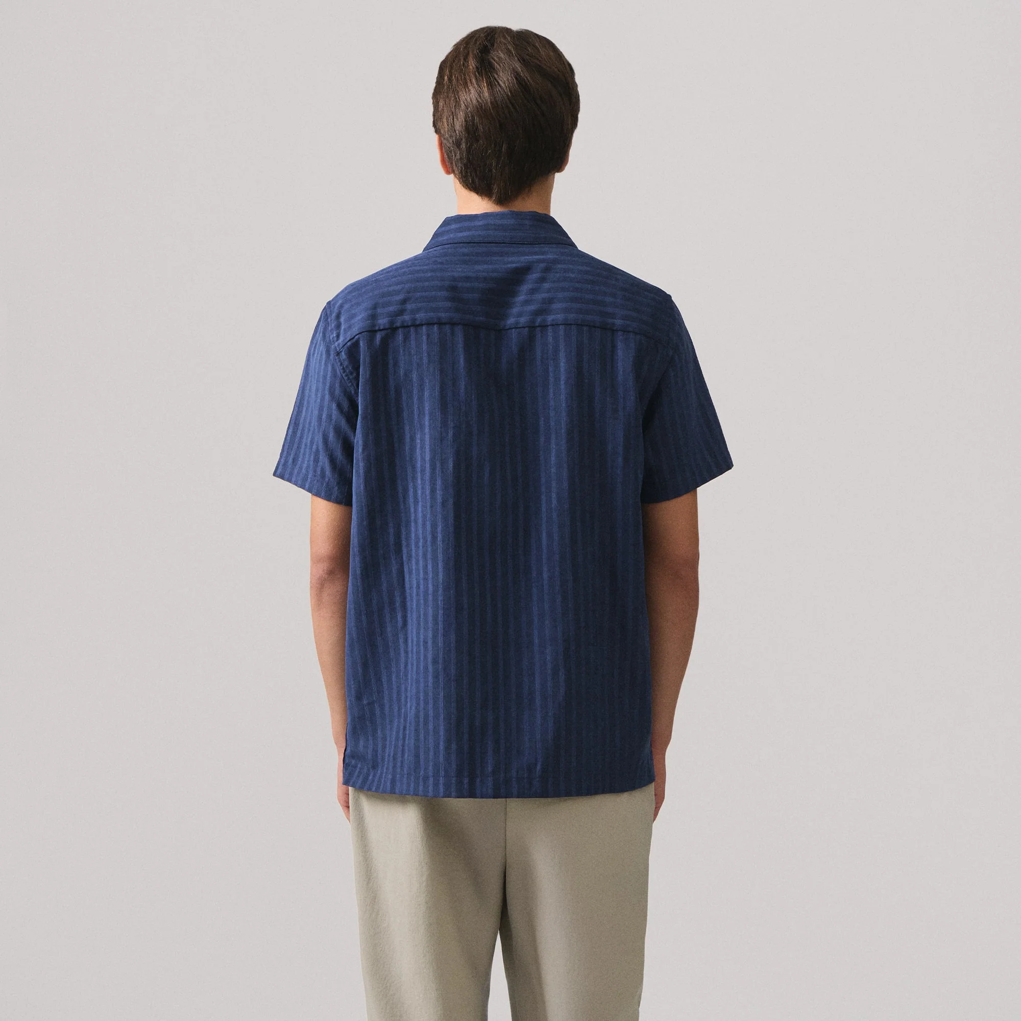 Regular Fit Tonal Striped Resort Shirt - Image 4