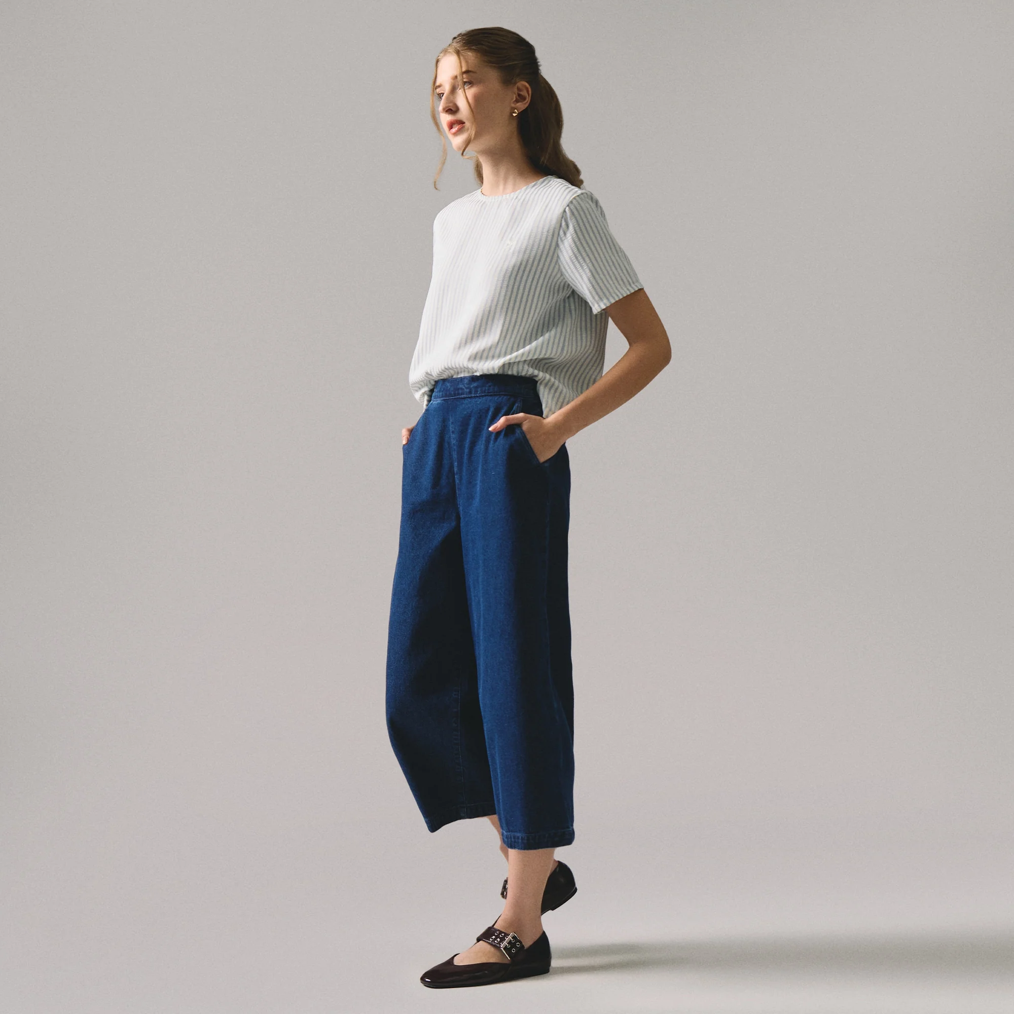 Round Neck Striped Shirt - Image 4