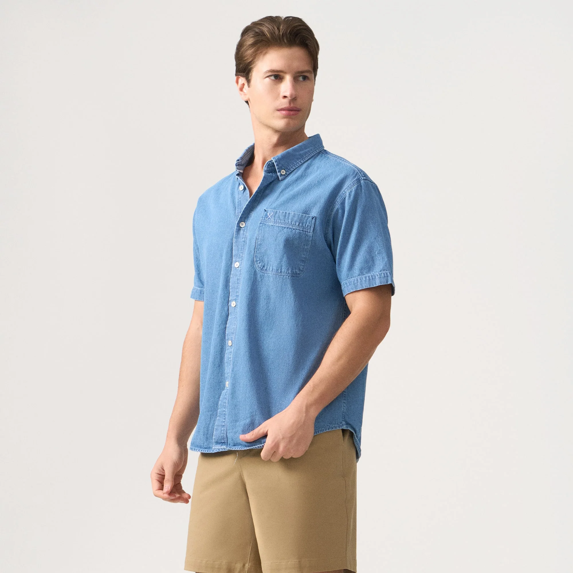 Short Sleeves Light Weight Denim Shirt - Image 3