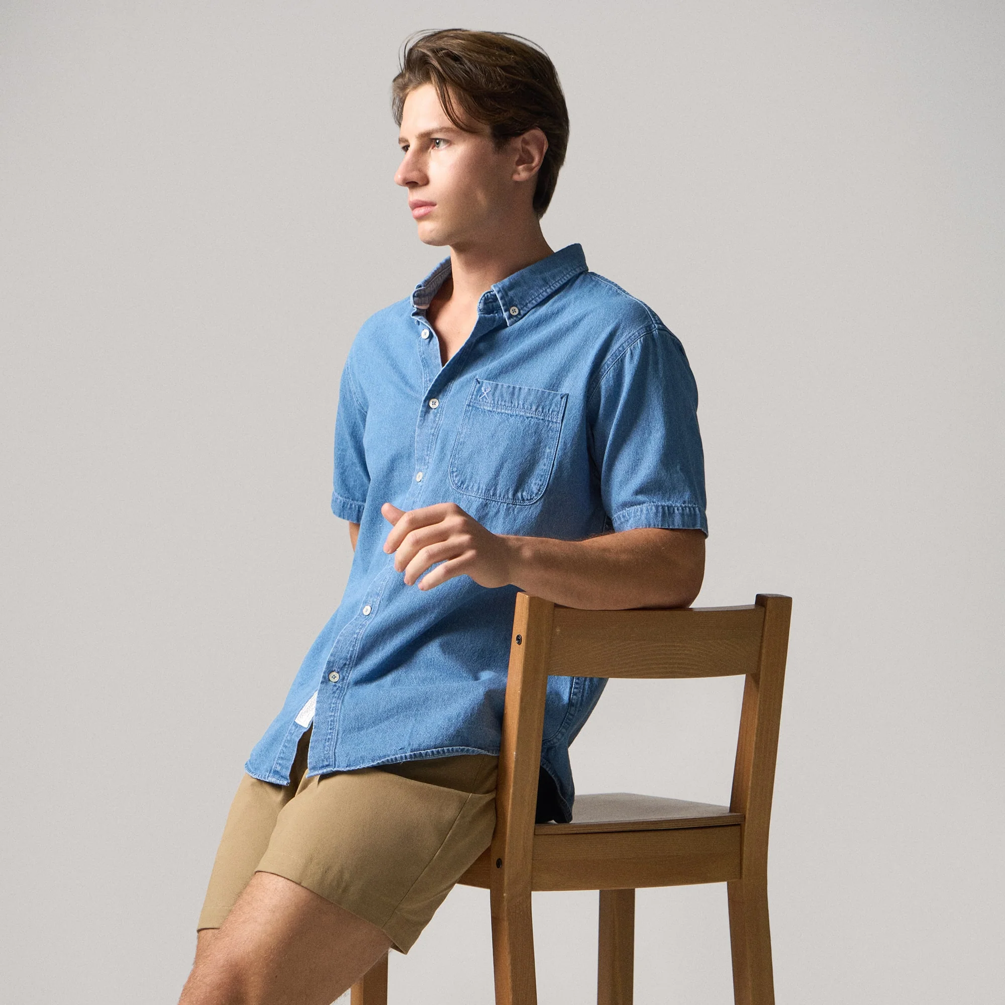 Short Sleeves Light Weight Denim Shirt - Image 5