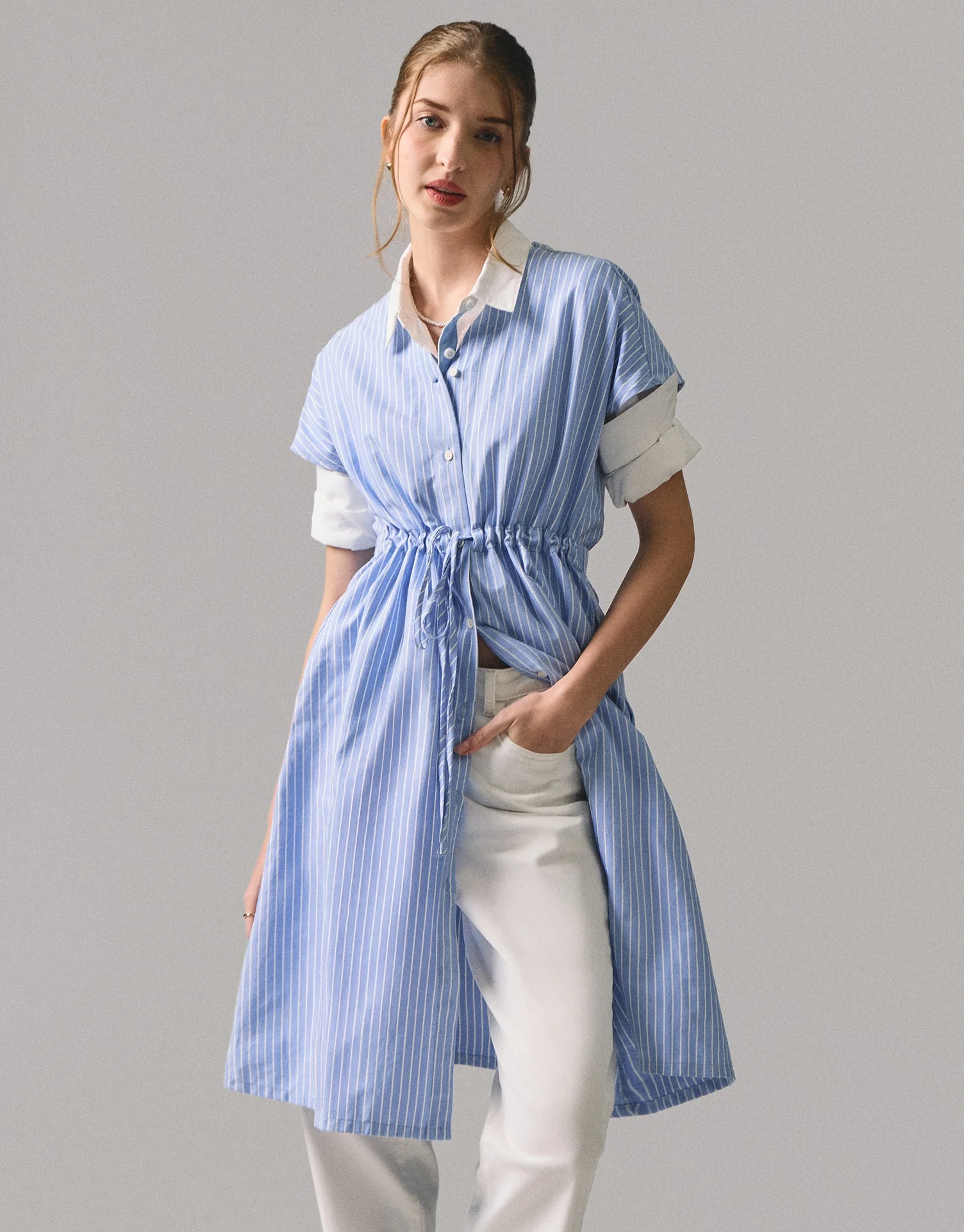 Striped Button Down Dress - Image 4