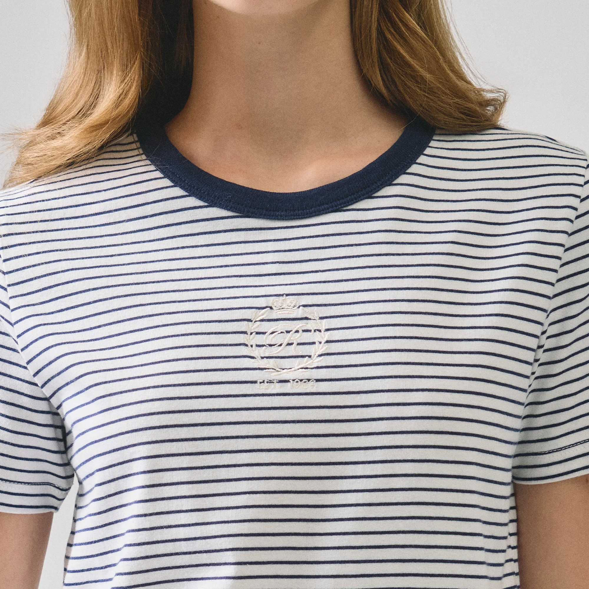 Striped T-Shirt With Crest Embroidery - Image 2