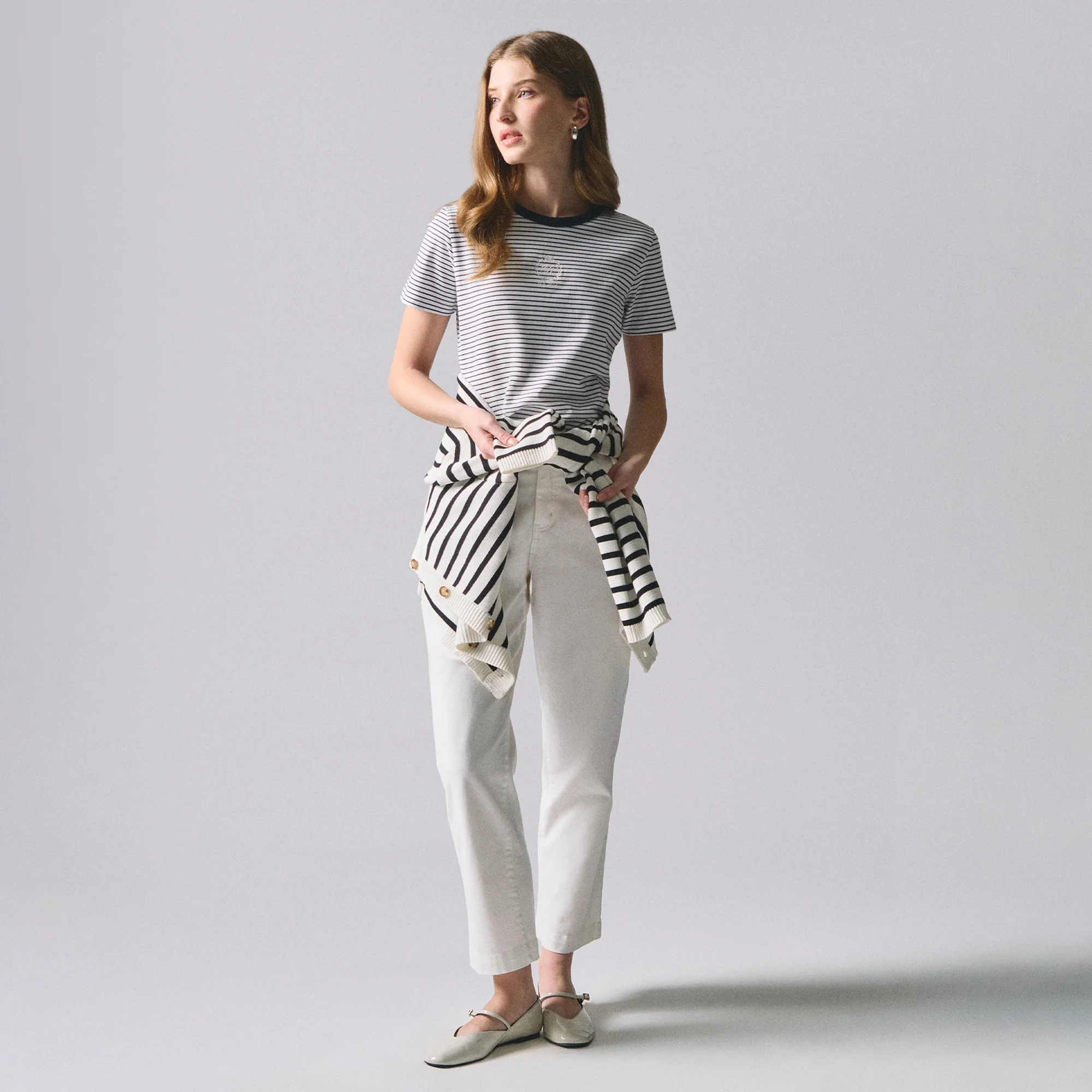 Striped T-Shirt With Crest Embroidery - Image 4