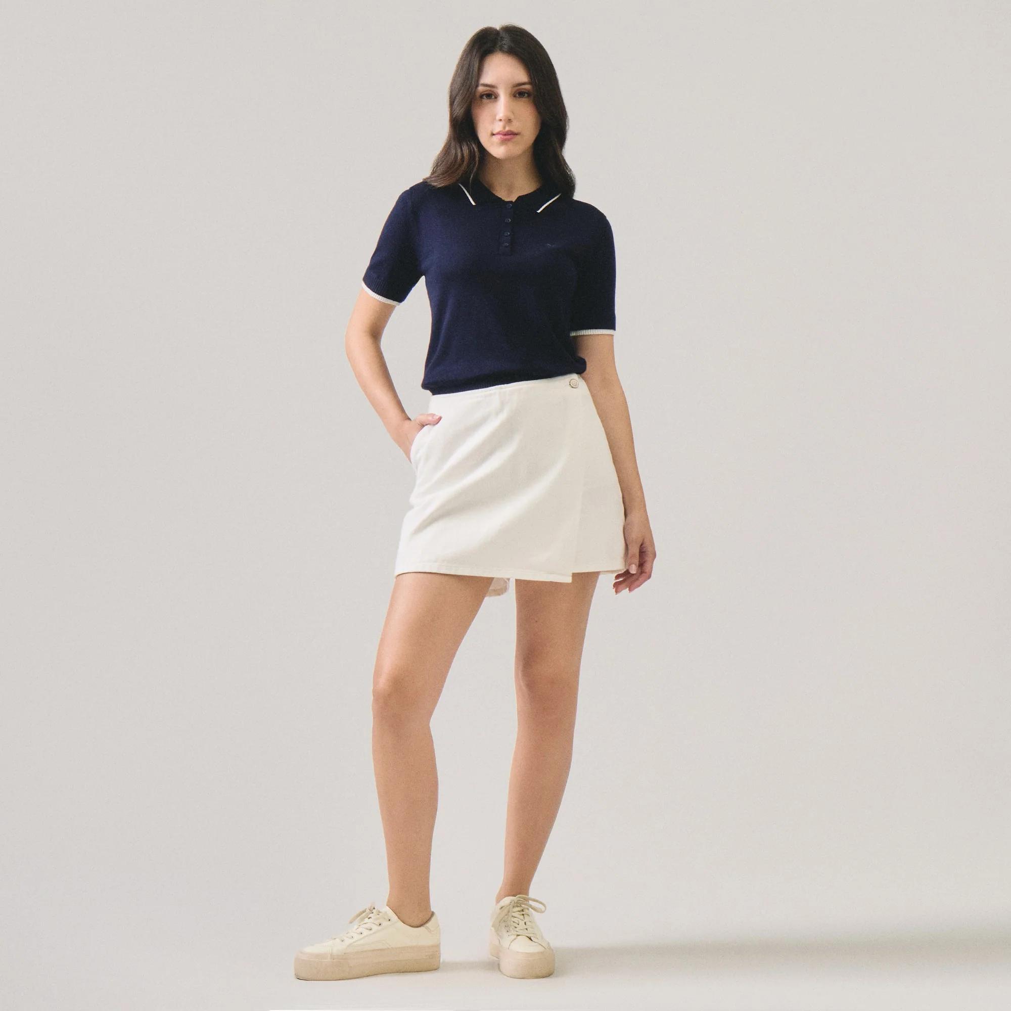 White Twill Skort - Image 6
